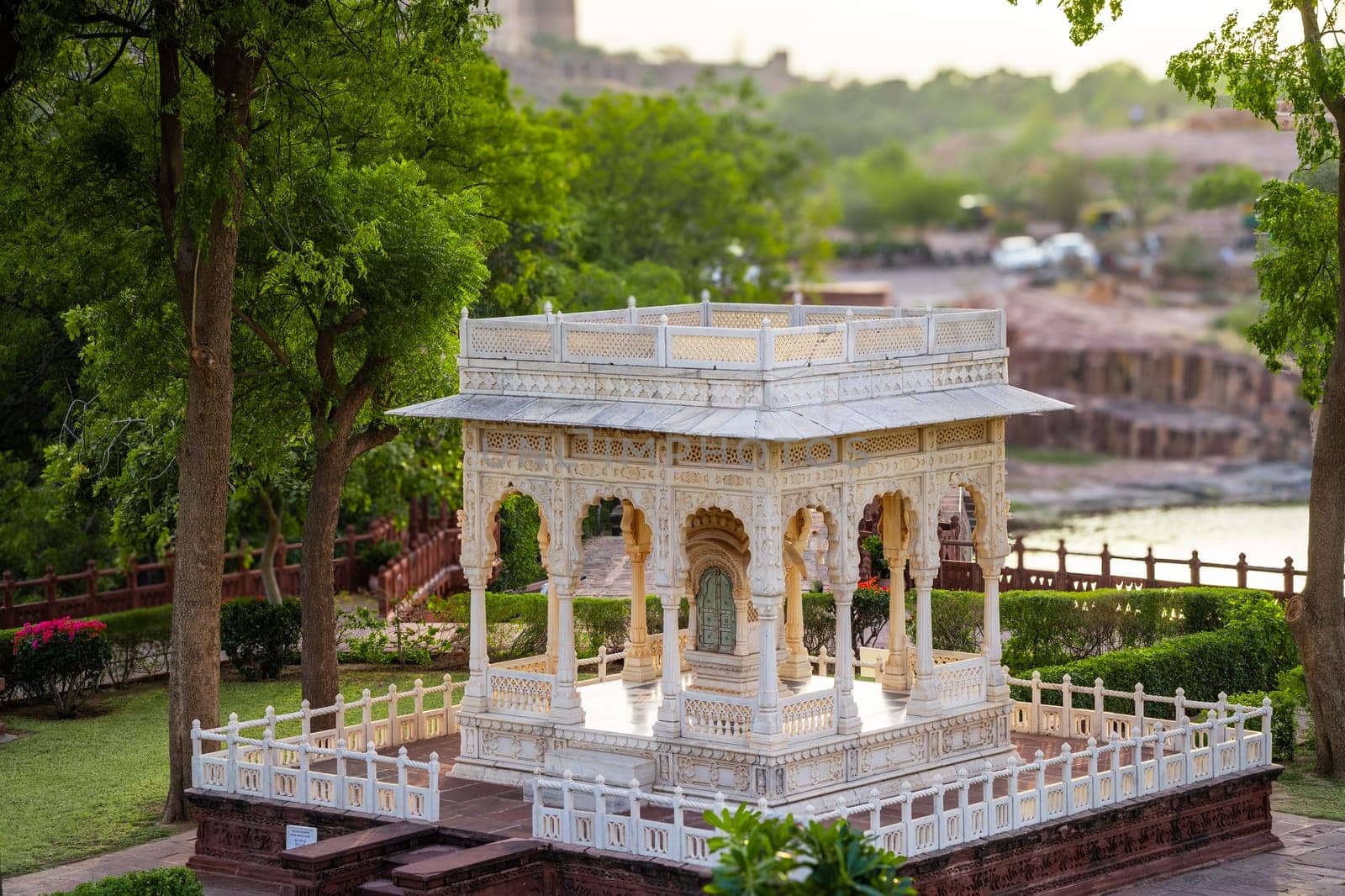 marble arches in the landmark mausoleum jaswant thada near mehrangarh fort Jodhpur by Shalinimathur