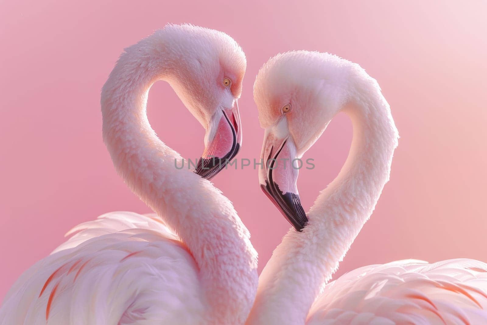 Romantic flamingos creating heart symbol in front of pink background love, wildlife, nature, affection, romance, beauty, animals, wildlife, travel by Vichizh