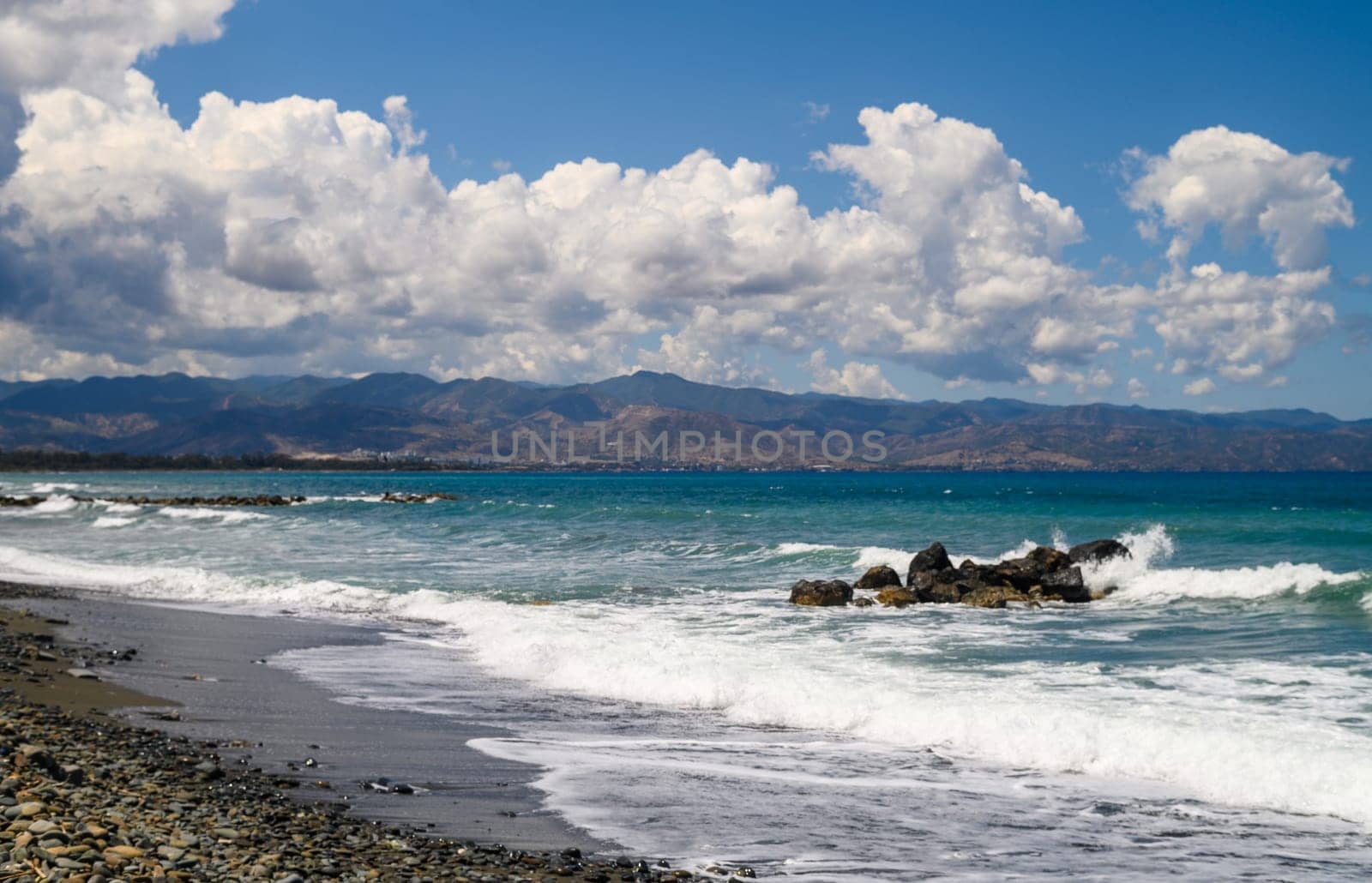 Mediterranean coast view of clouds and mountains 3