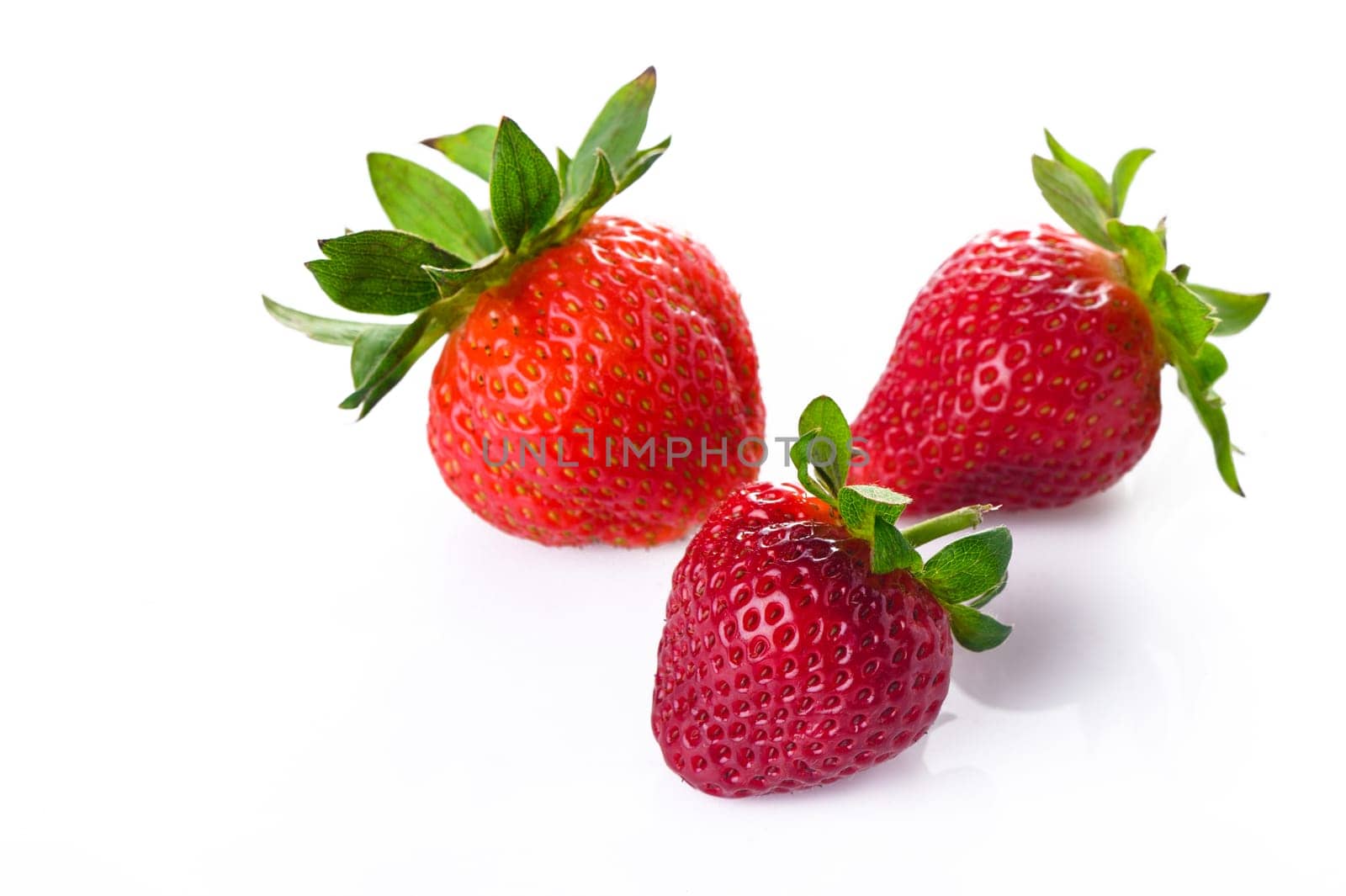 Set of ripe strawberries. Whole and cut berries isolated on white background. 1 by Mixa74