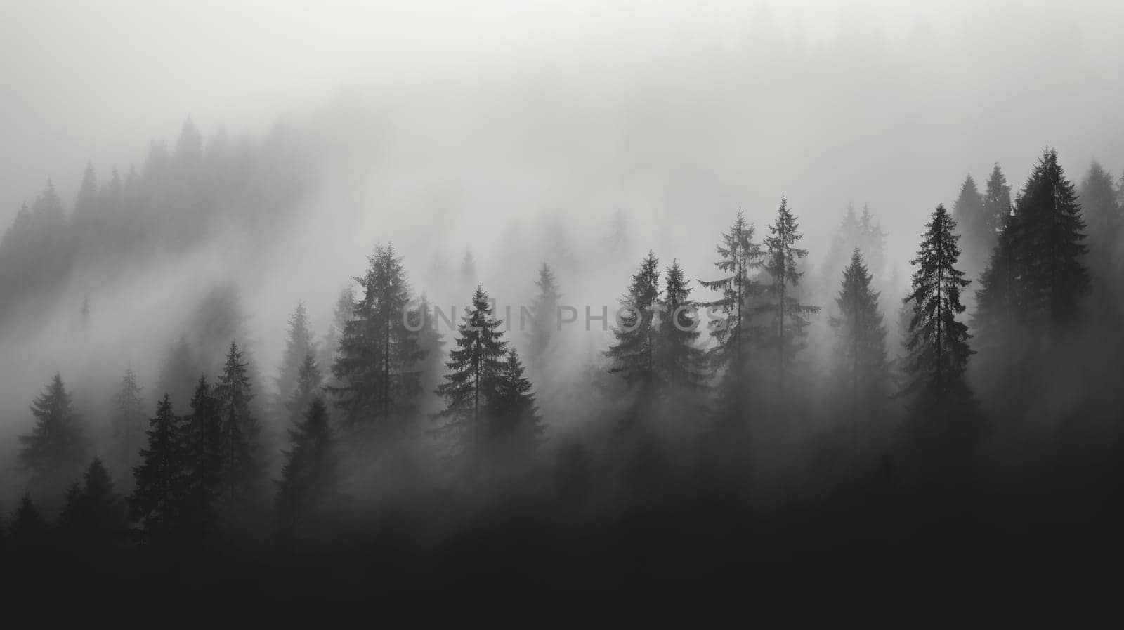 Misty Forest Landscape at Dawn by chrisroll