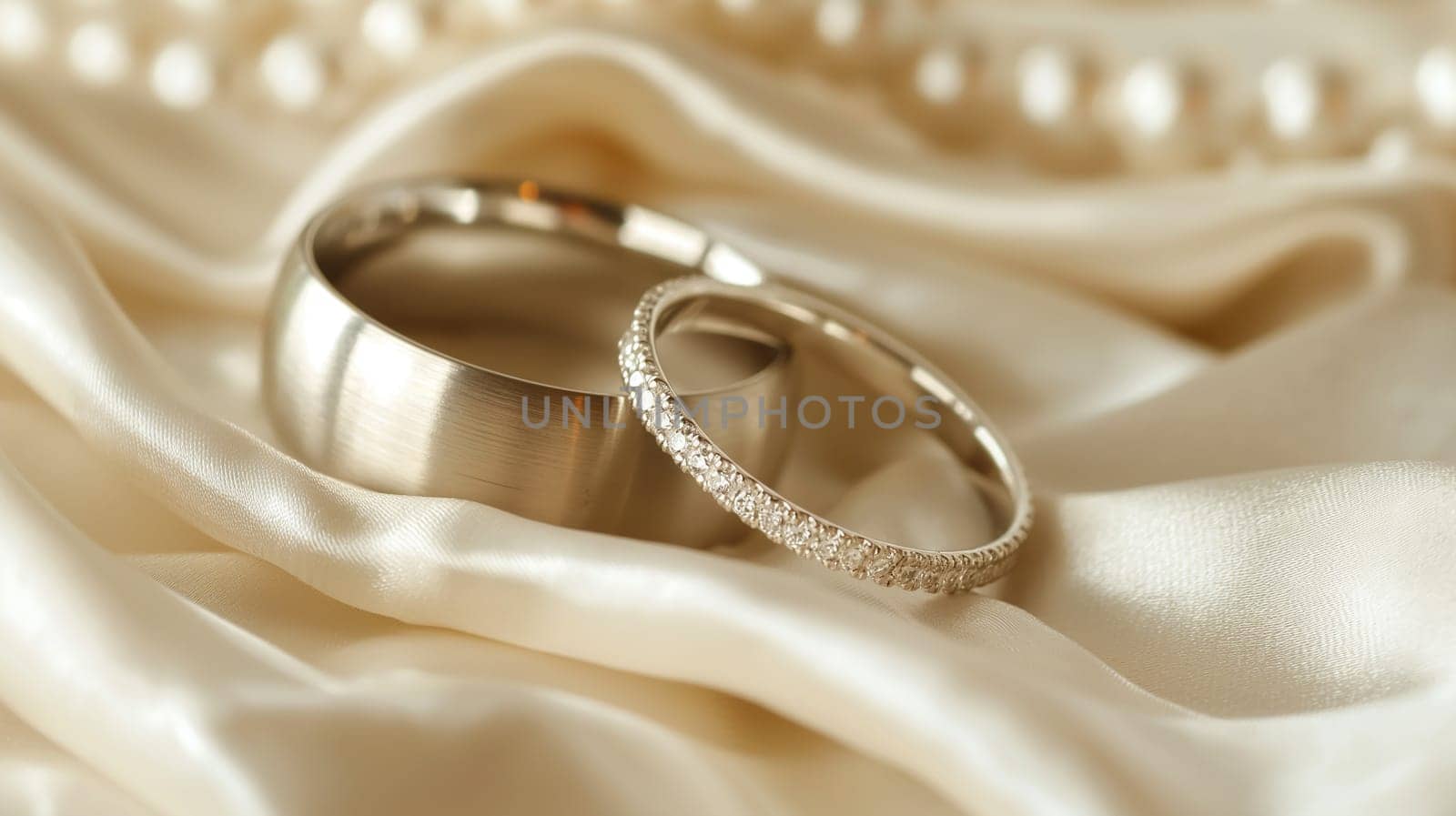 Elegant wedding rings symbolize love and commitment in a luxurious celebration of marriage