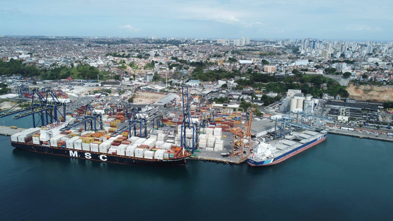 salvador, bahia, brazil - november 6, 2023: view of the port of the city of Salavdor.