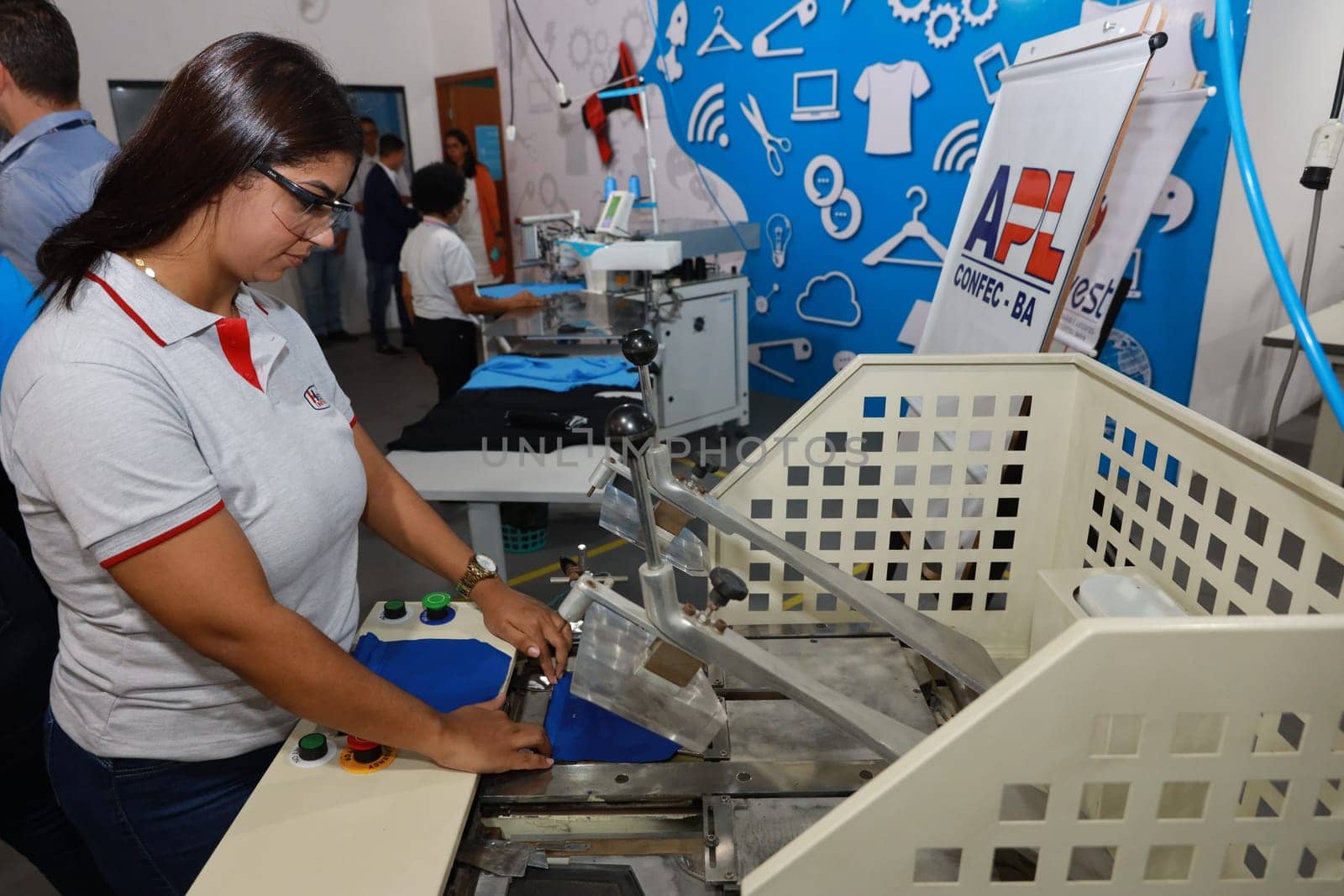 salvador, bahia, brazil - june 7, 2024: seamstress working in a textile factory in the city of Salvador.