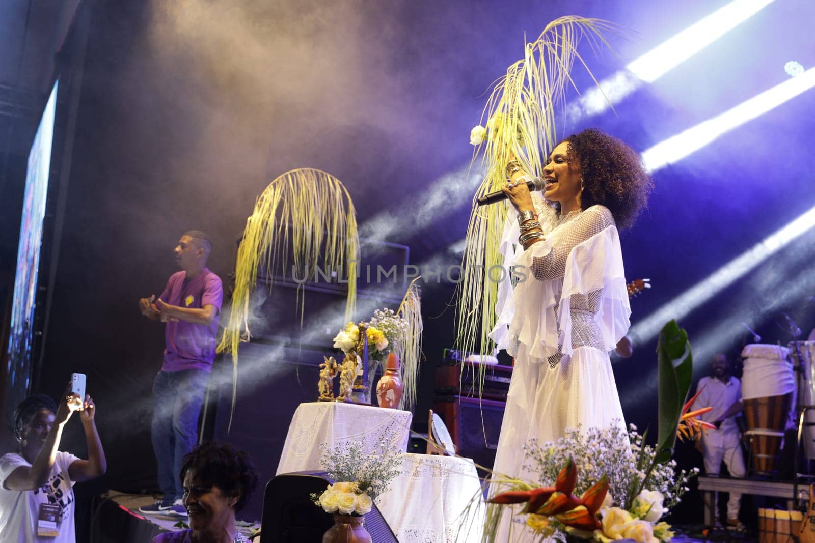 salvador, bahia, brazil - may 17, 2024: singer Mariene de Castro is seen during a performance in the city of Salvador.