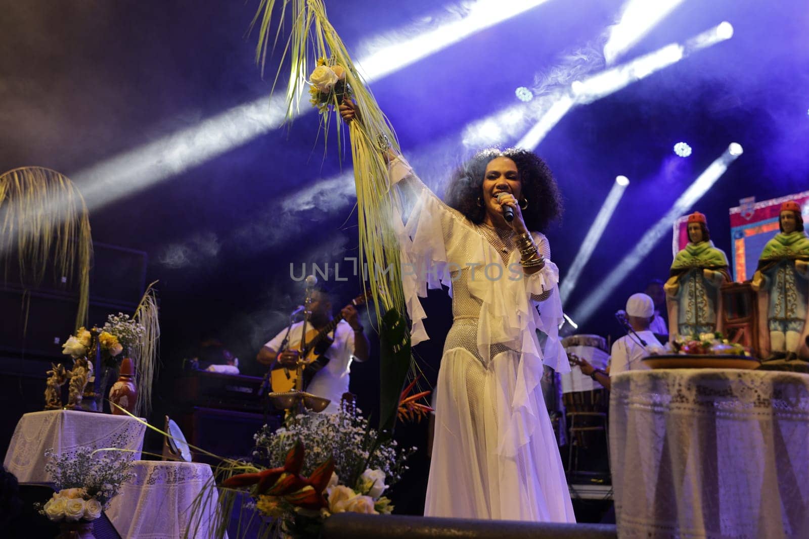 salvador, bahia, brazil - may 17, 2024: singer Mariene de Castro is seen during a performance in the city of Salvador.