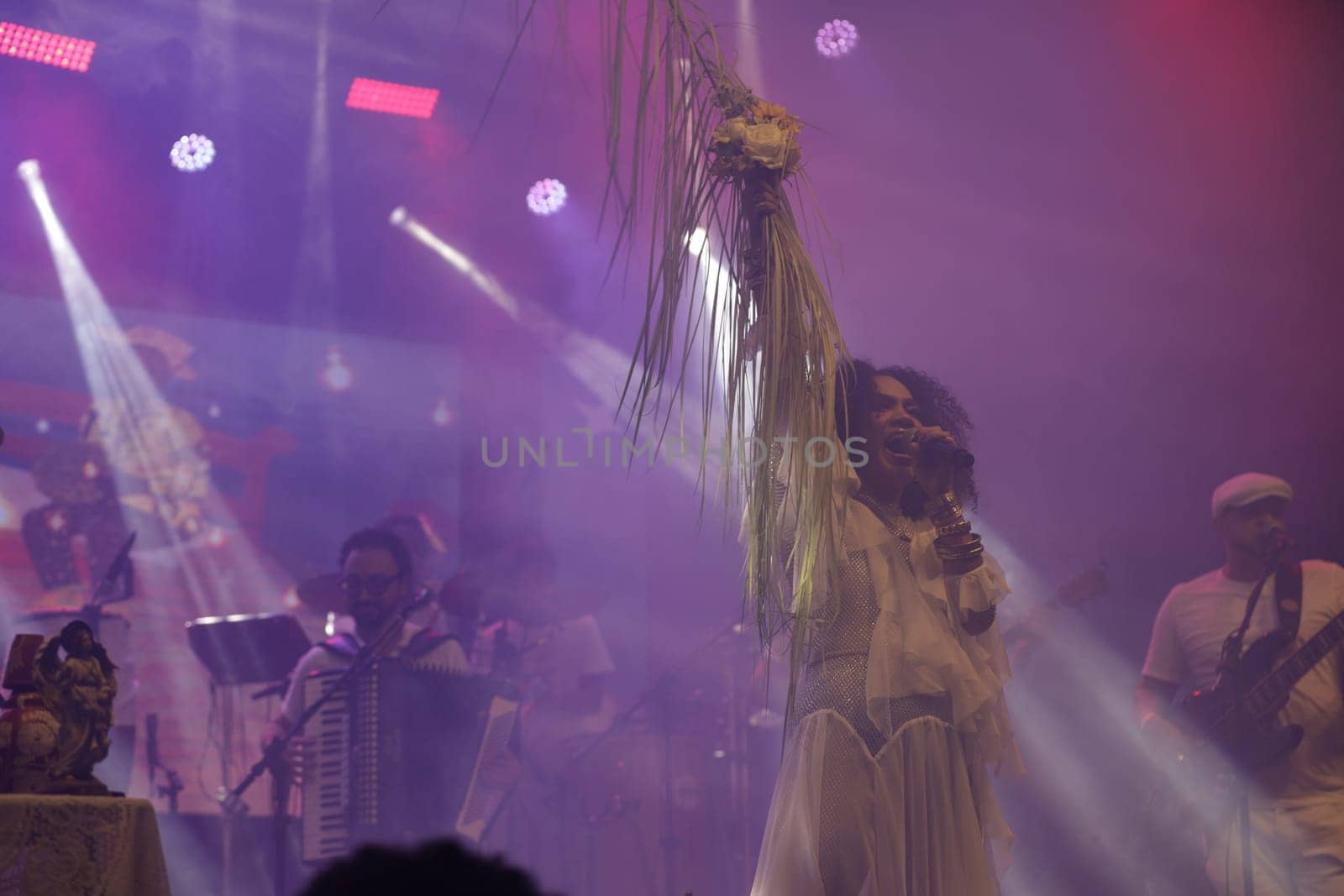 salvador, bahia, brazil - may 17, 2024: singer Mariene de Castro is seen during a performance in the city of Salvador.