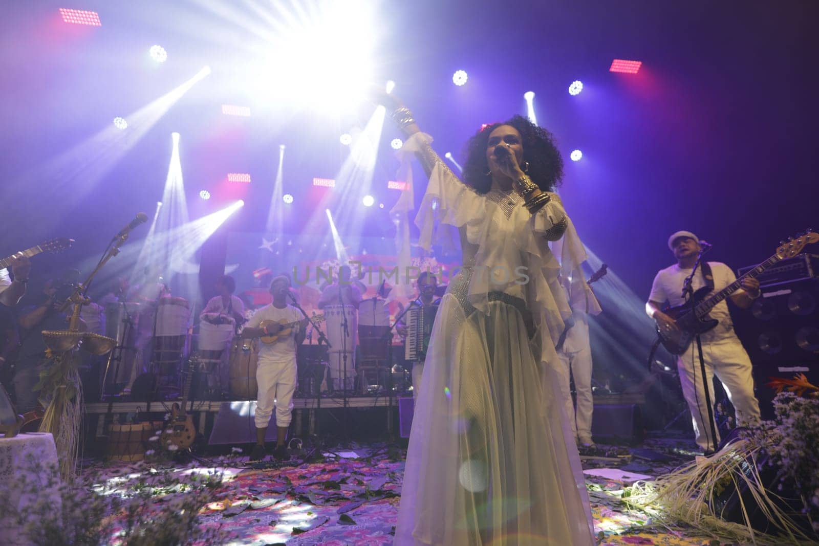 salvador, bahia, brazil - may 17, 2024: singer Mariene de Castro is seen during a performance in the city of Salvador.