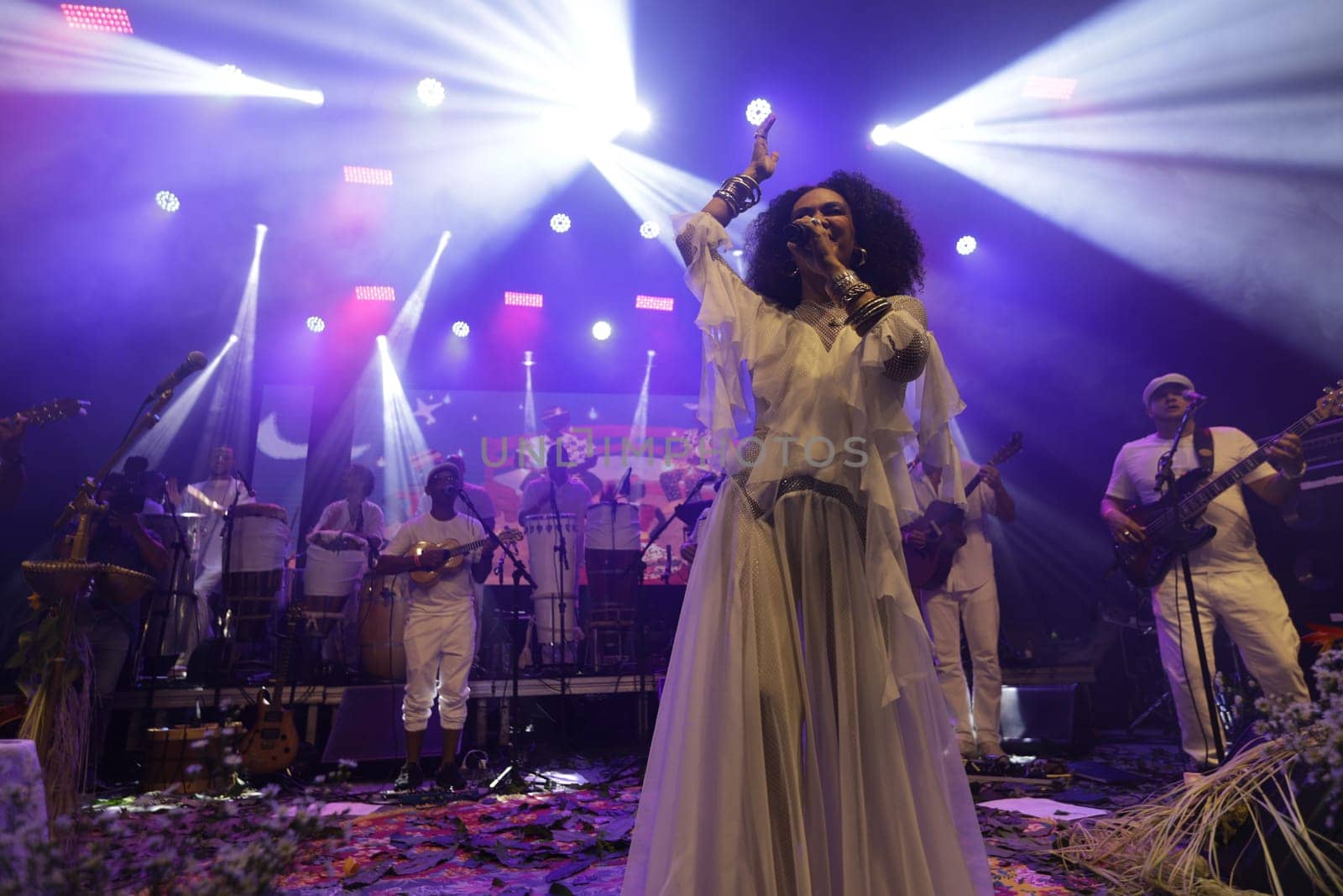 salvador, bahia, brazil - may 17, 2024: singer Mariene de Castro is seen during a performance in the city of Salvador.