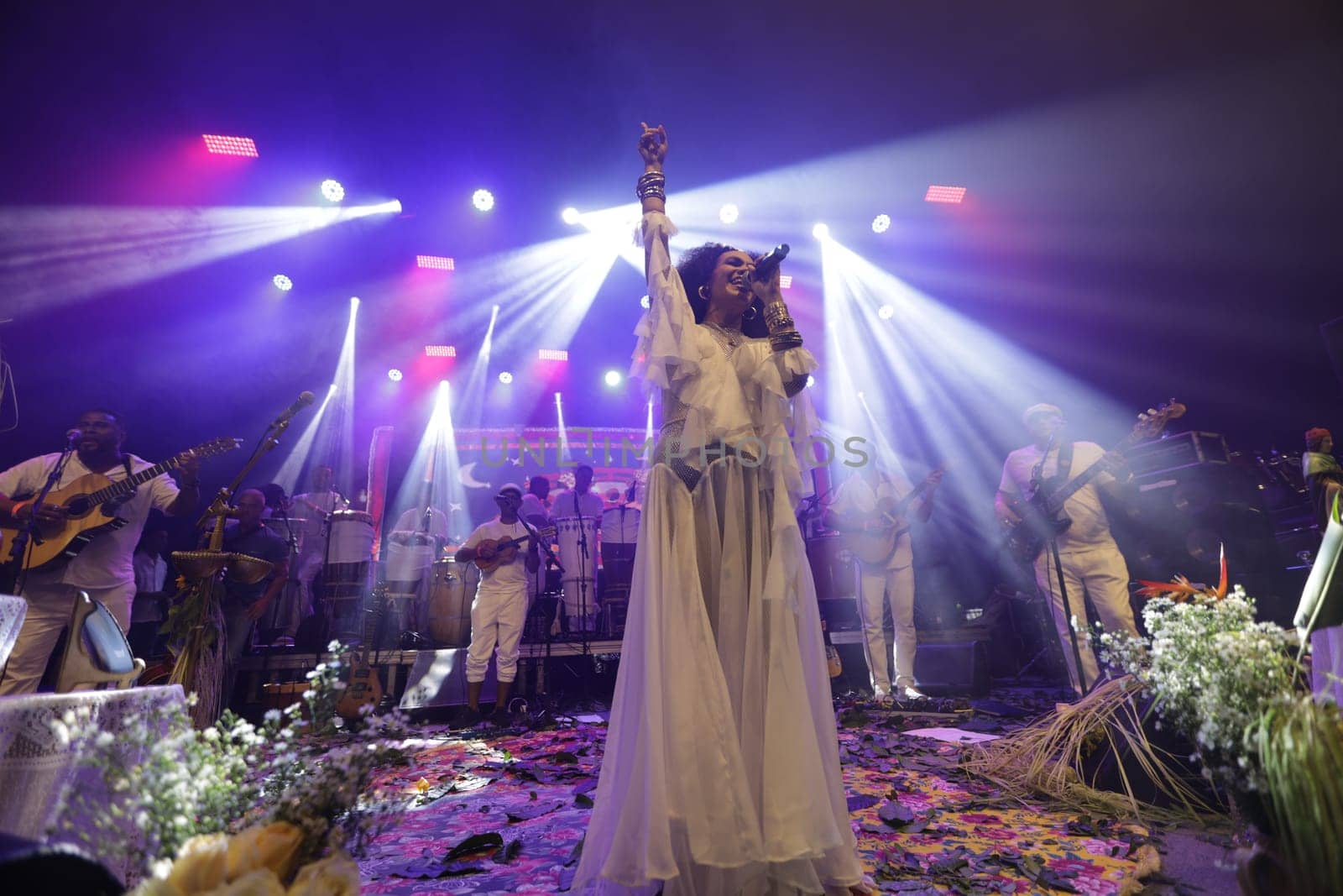 salvador, bahia, brazil - may 17, 2024: singer Mariene de Castro is seen during a performance in the city of Salvador.