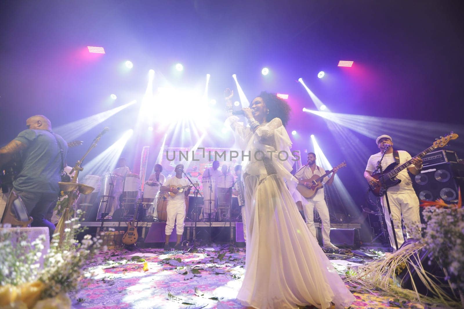 salvador, bahia, brazil - may 17, 2024: singer Mariene de Castro is seen during a performance in the city of Salvador.