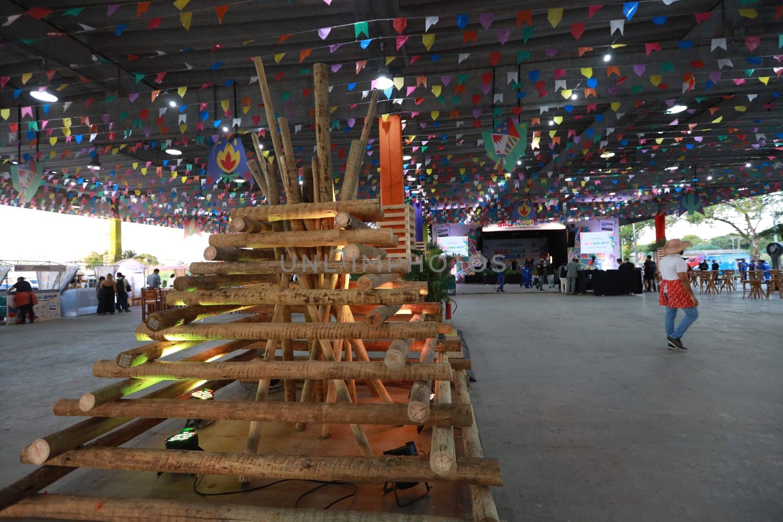 salvador, bahia, brazil - may 28, 2024: decorative bonfire for the festivities of São João, in the city of Salvador.