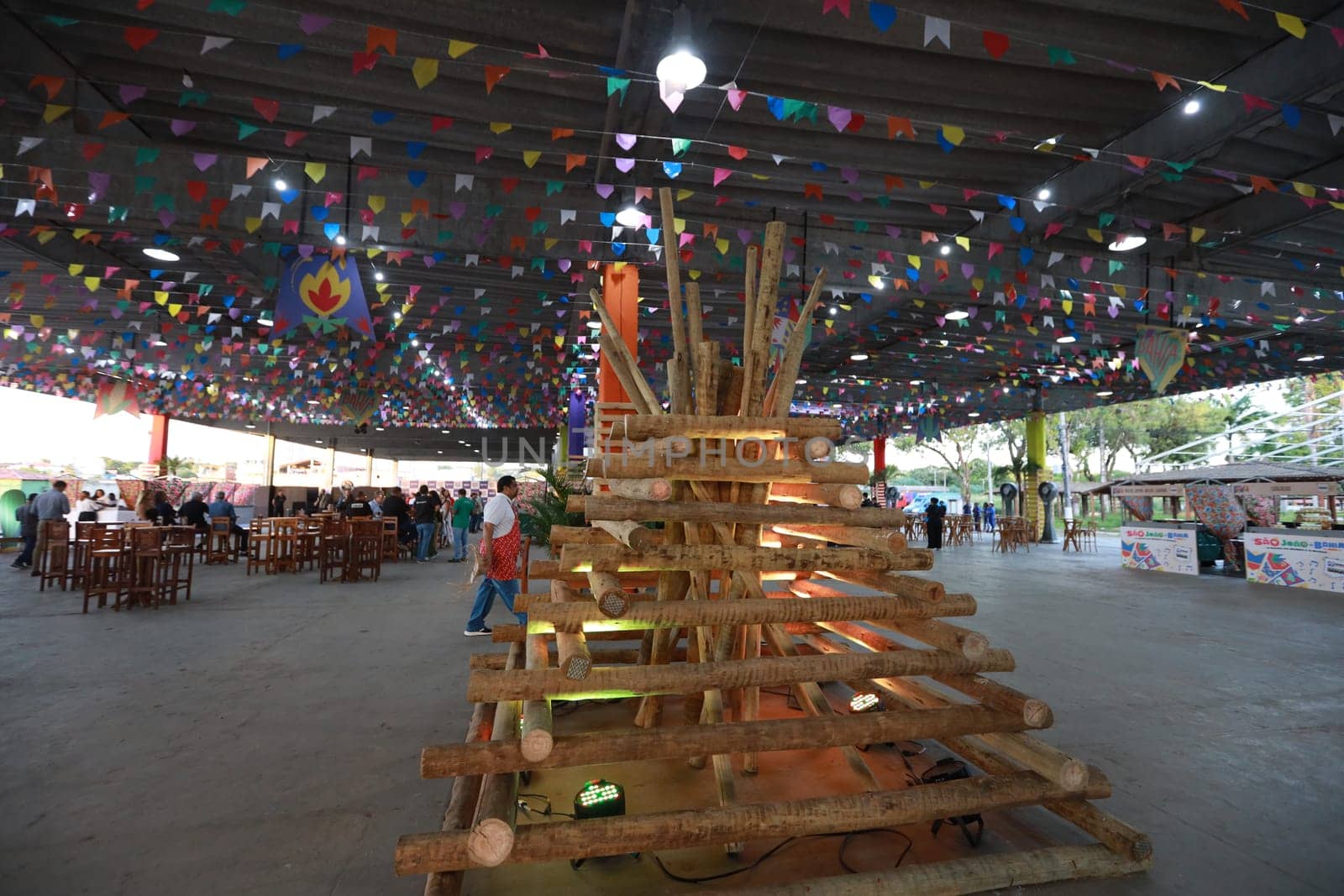 salvador, bahia, brazil - may 28, 2024: decorative bonfire for the festivities of São João, in the city of Salvador.