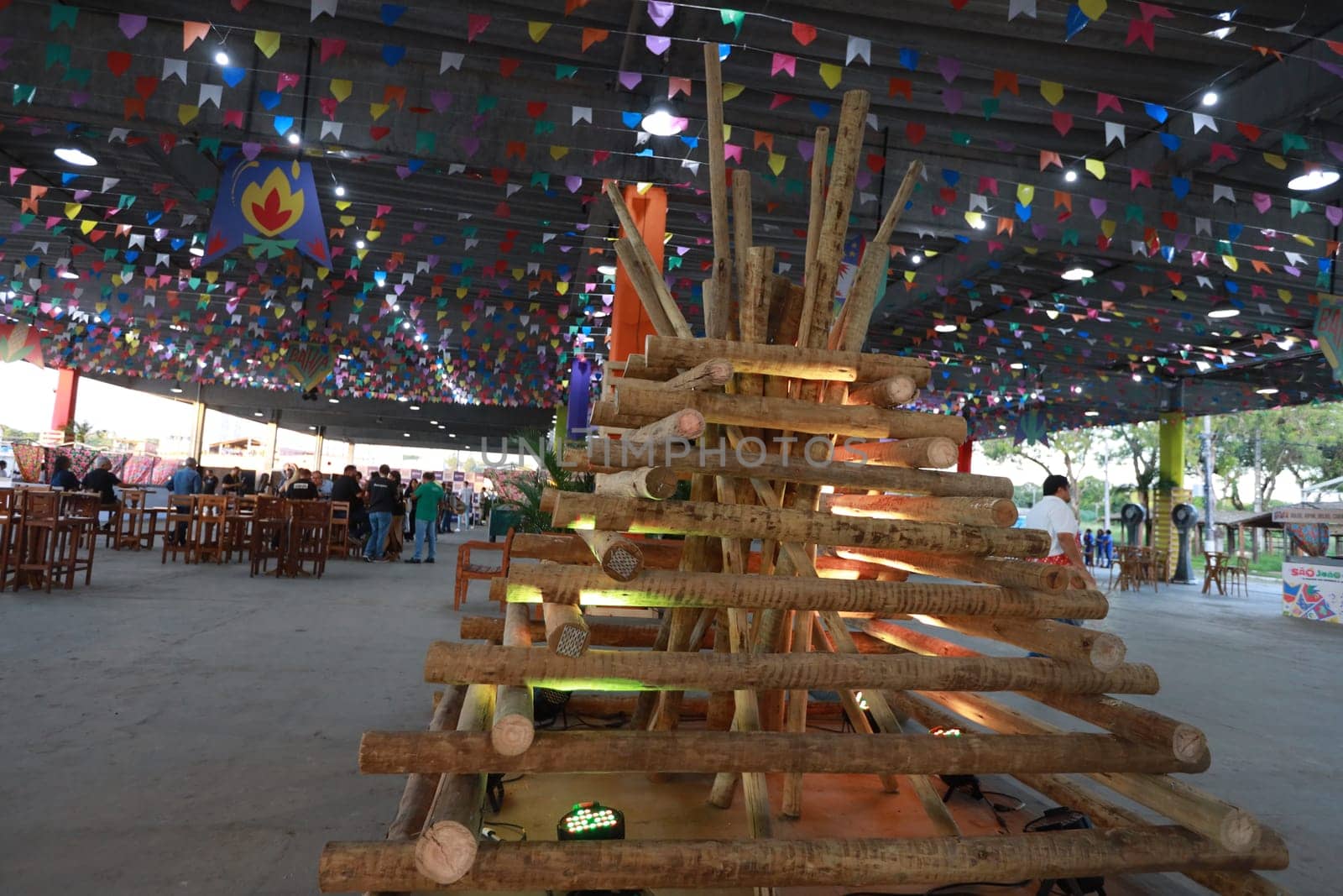 salvador, bahia, brazil - may 28, 2024: decorative bonfire for the festivities of São João, in the city of Salvador.