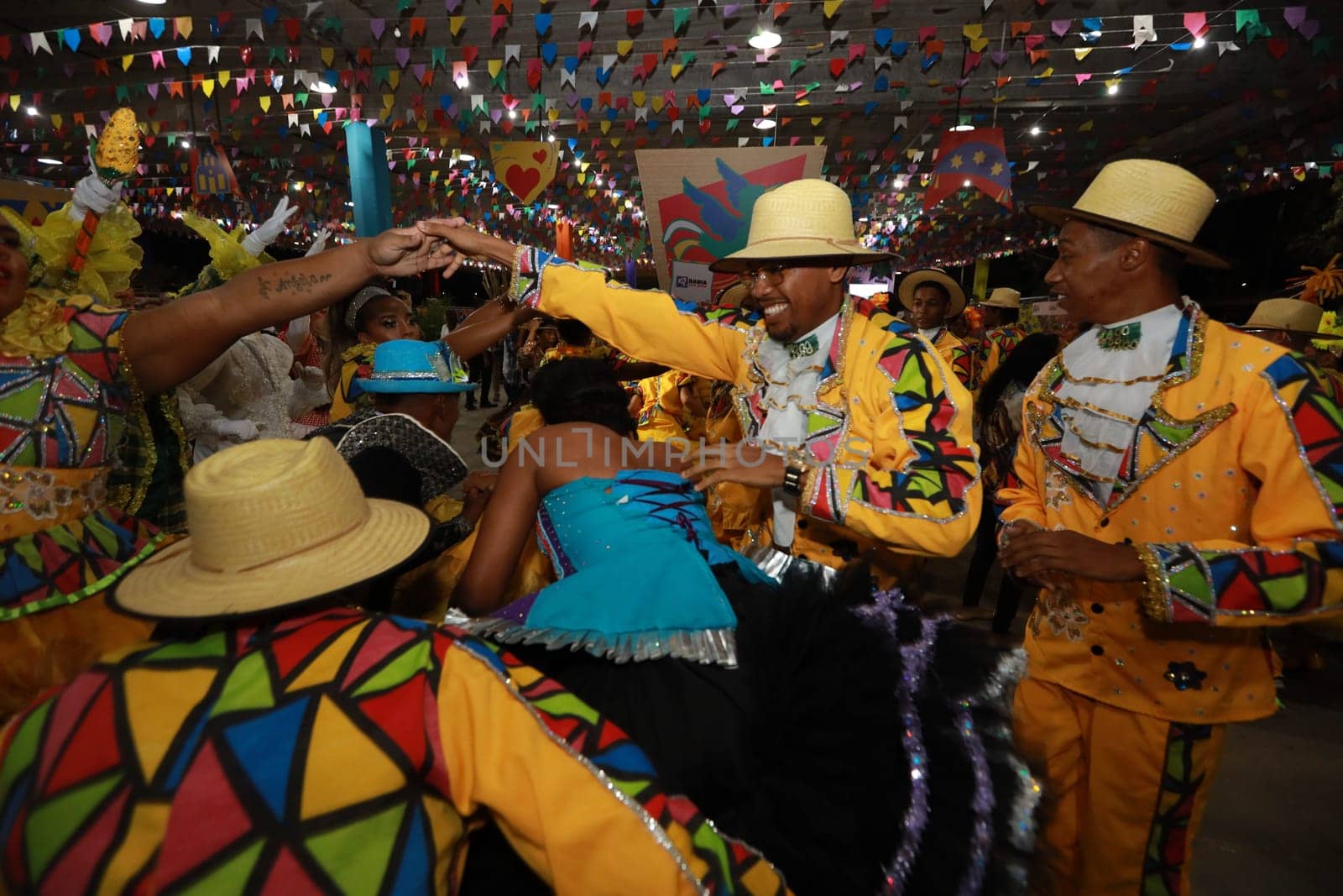 salvador, bahia, brazil - may 28, 2024: June gang performs during the celebration of the Sao Joao festivities, in the city of Salvador.
