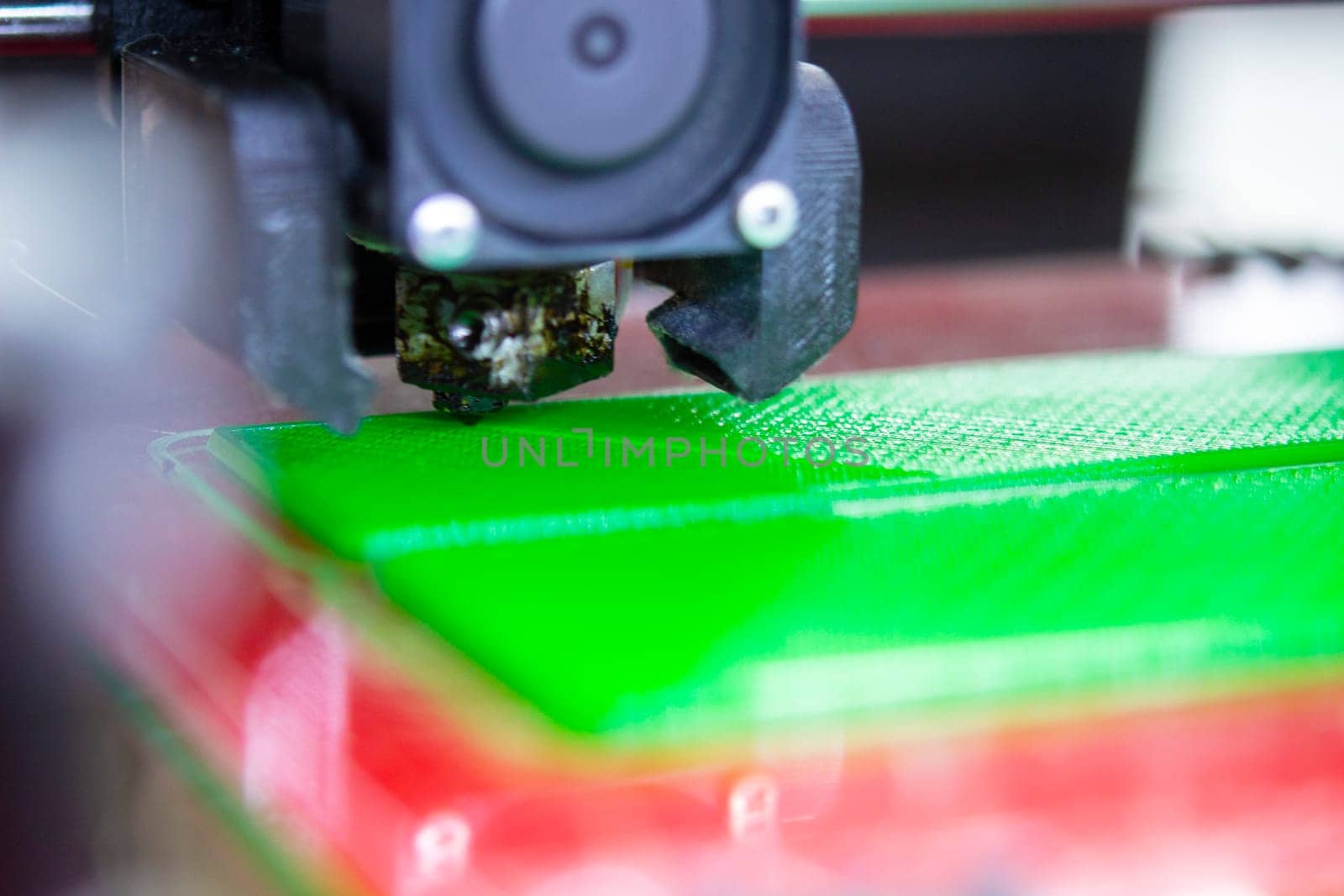 3D printer close up. Working 3D printer close-up. Process of printing 3D printer by Mari1408