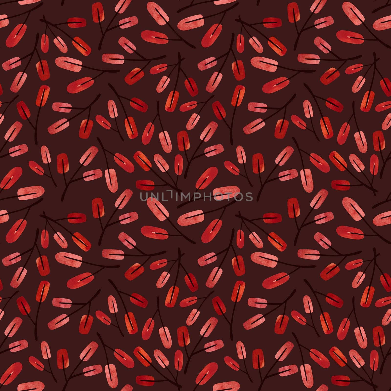 Watercolor seamless pattern with twigs and autumn leaves. Pattern for seasonal wrapping paper, fabric, textile