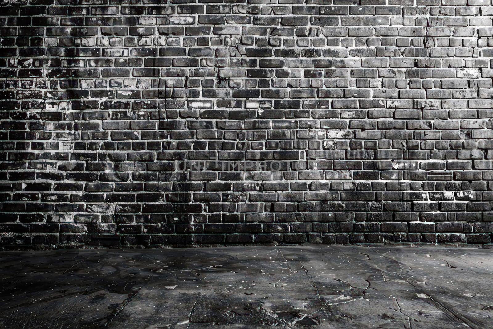 Abstract Black brick wall texture for pattern background. wide panorama picture..