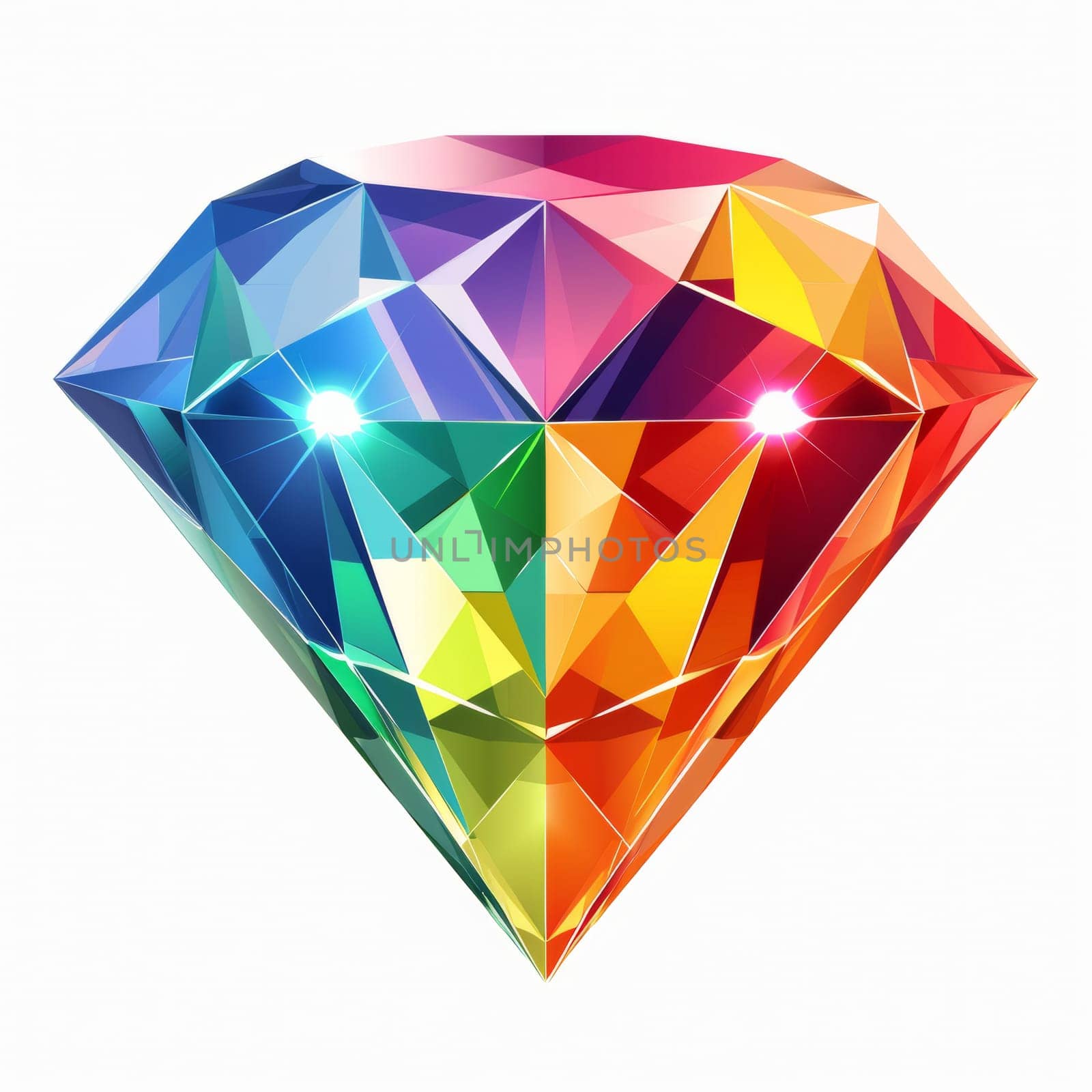 Colorful rainbow diamond logo isolated on white background.