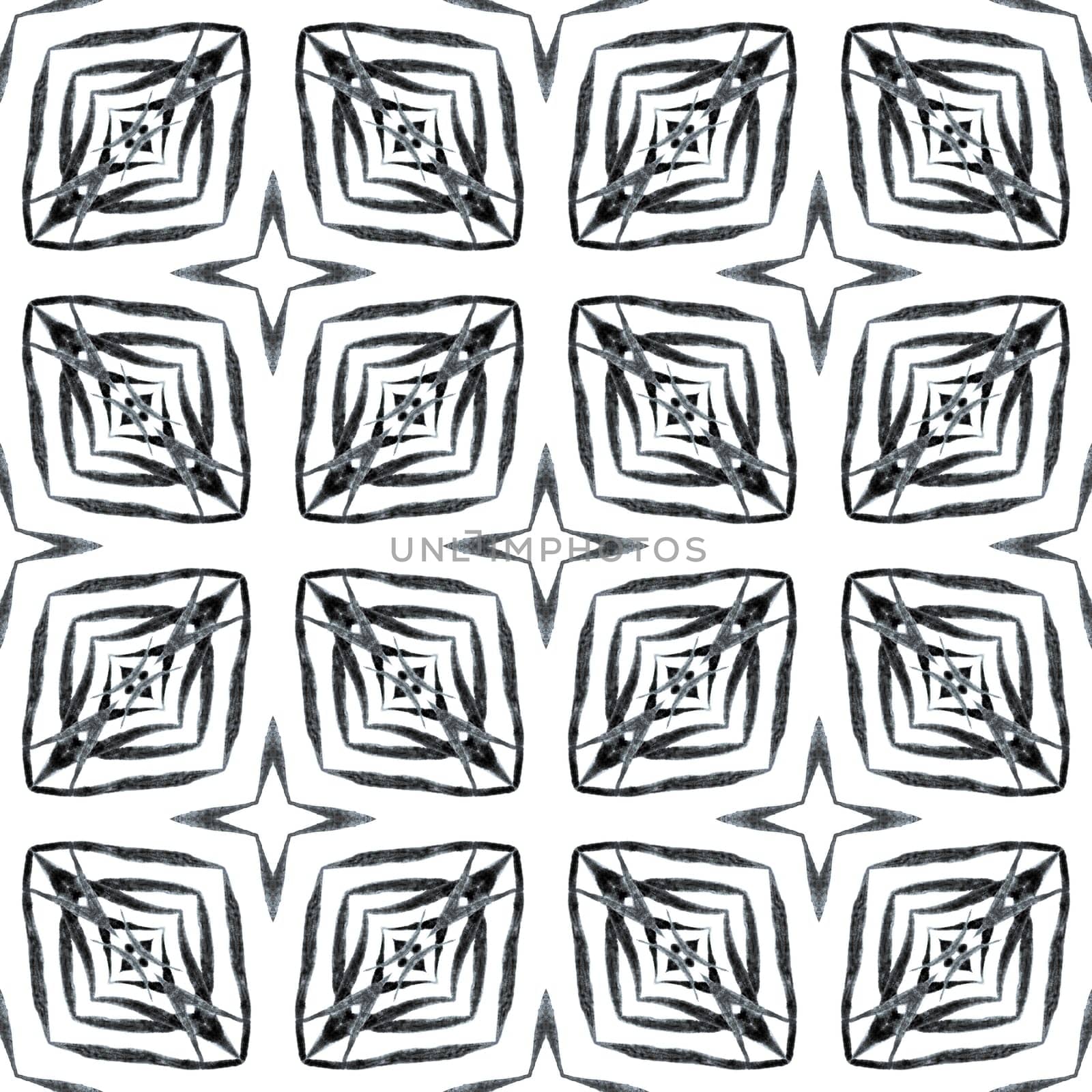 Tropical seamless pattern. Black and white quaint boho chic summer design. Textile ready impressive print, swimwear fabric, wallpaper, wrapping. Hand drawn tropical seamless border.