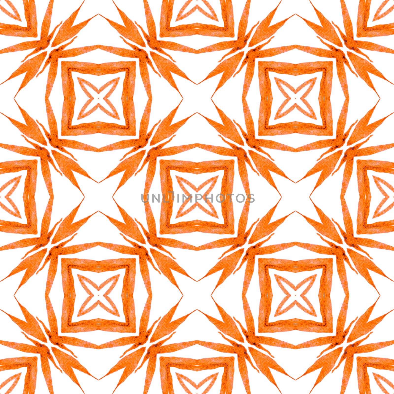 Striped hand drawn design. Orange artistic boho chic summer design. Repeating striped hand drawn border. Textile ready symmetrical print, swimwear fabric, wallpaper, wrapping.