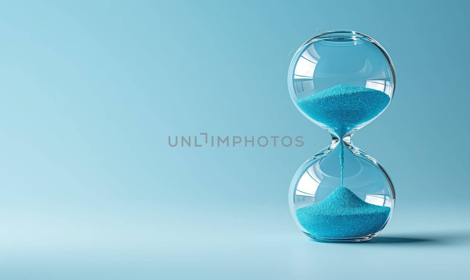 Hourglass showing time on a blue background. by Fischeron