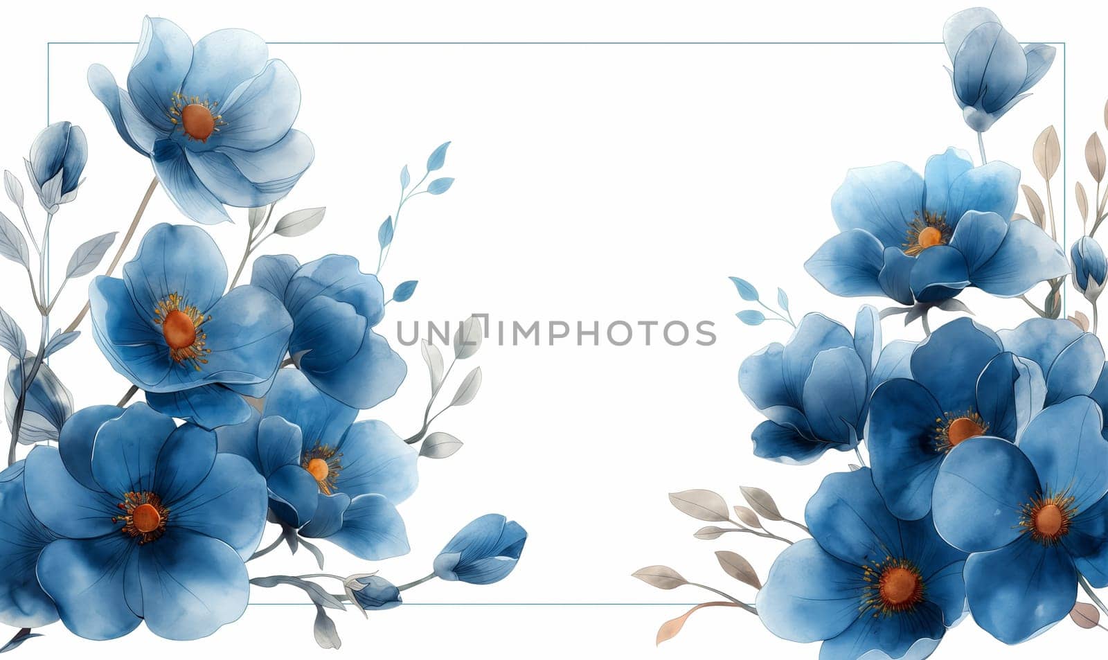 Blue wildflowers on a white background. by Fischeron