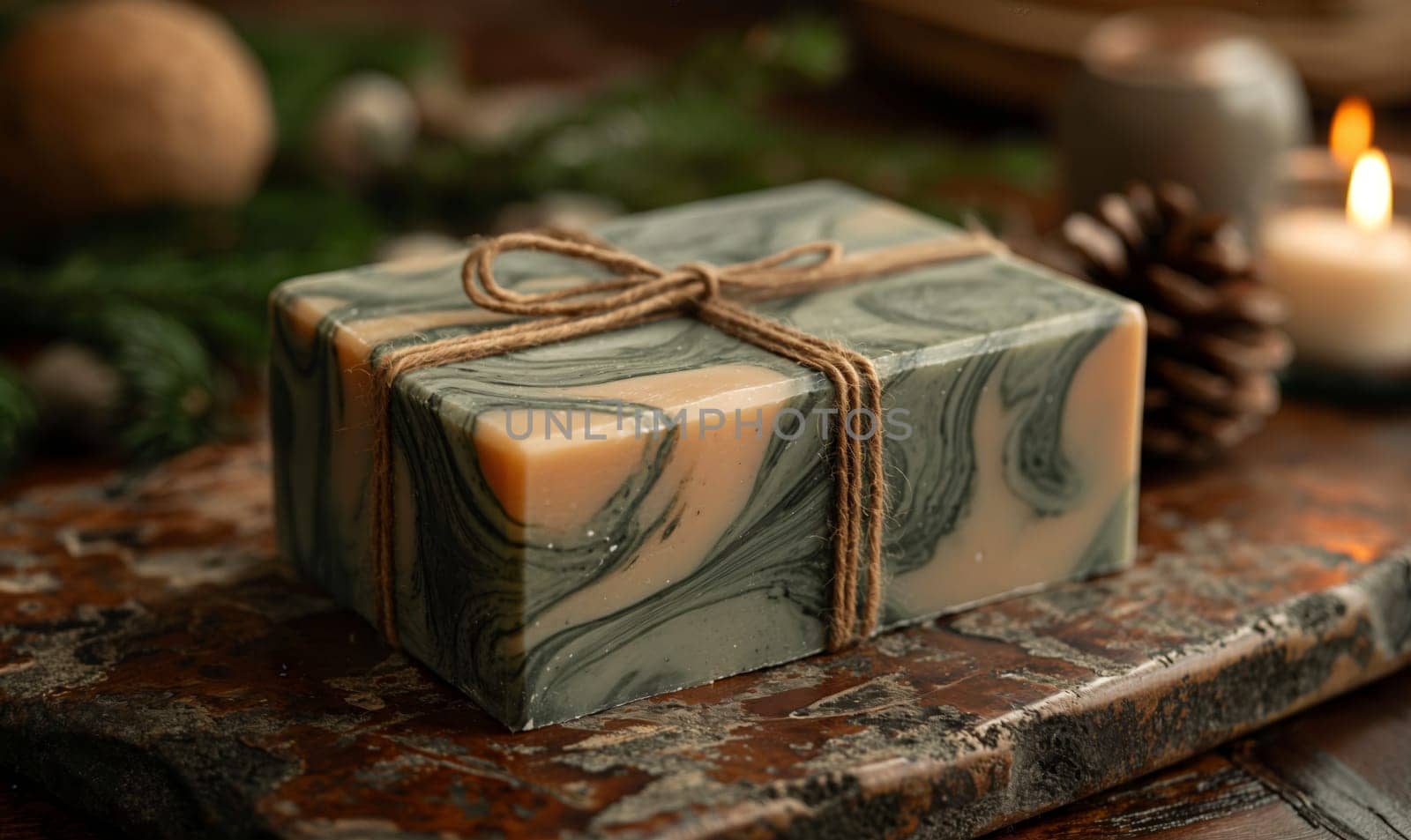 Handmade soap as a gift. Selective focus