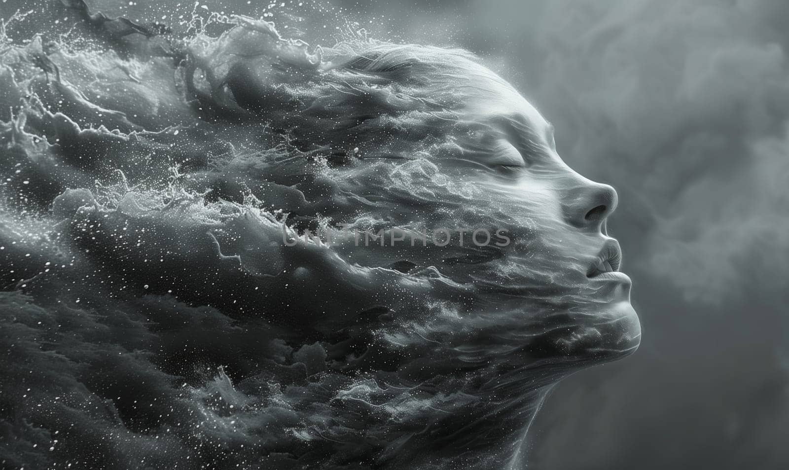 Abstract image of a woman with flowing hair, in monochrome image. by Fischeron