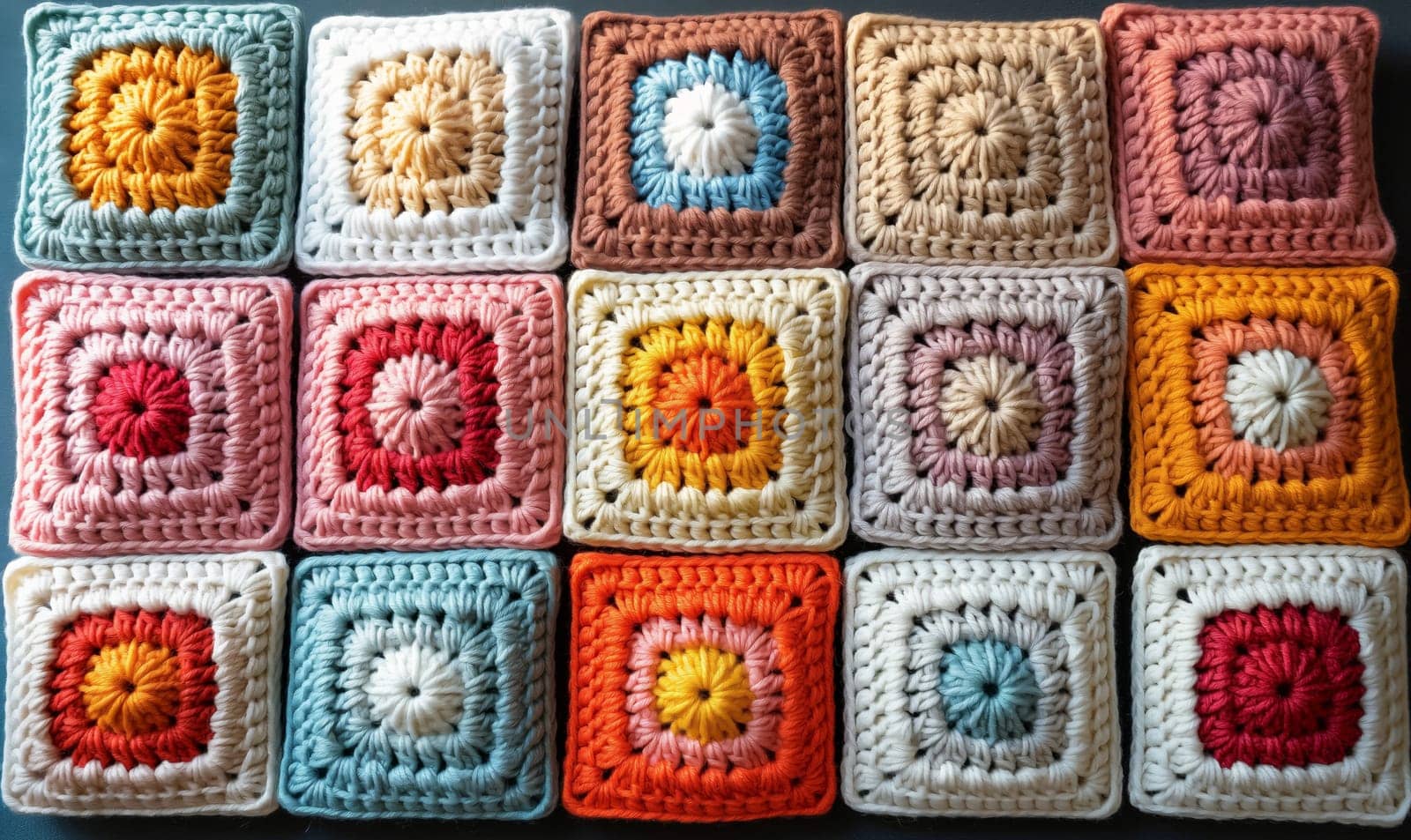 Texture background from a crochet granny square pattern. by Fischeron