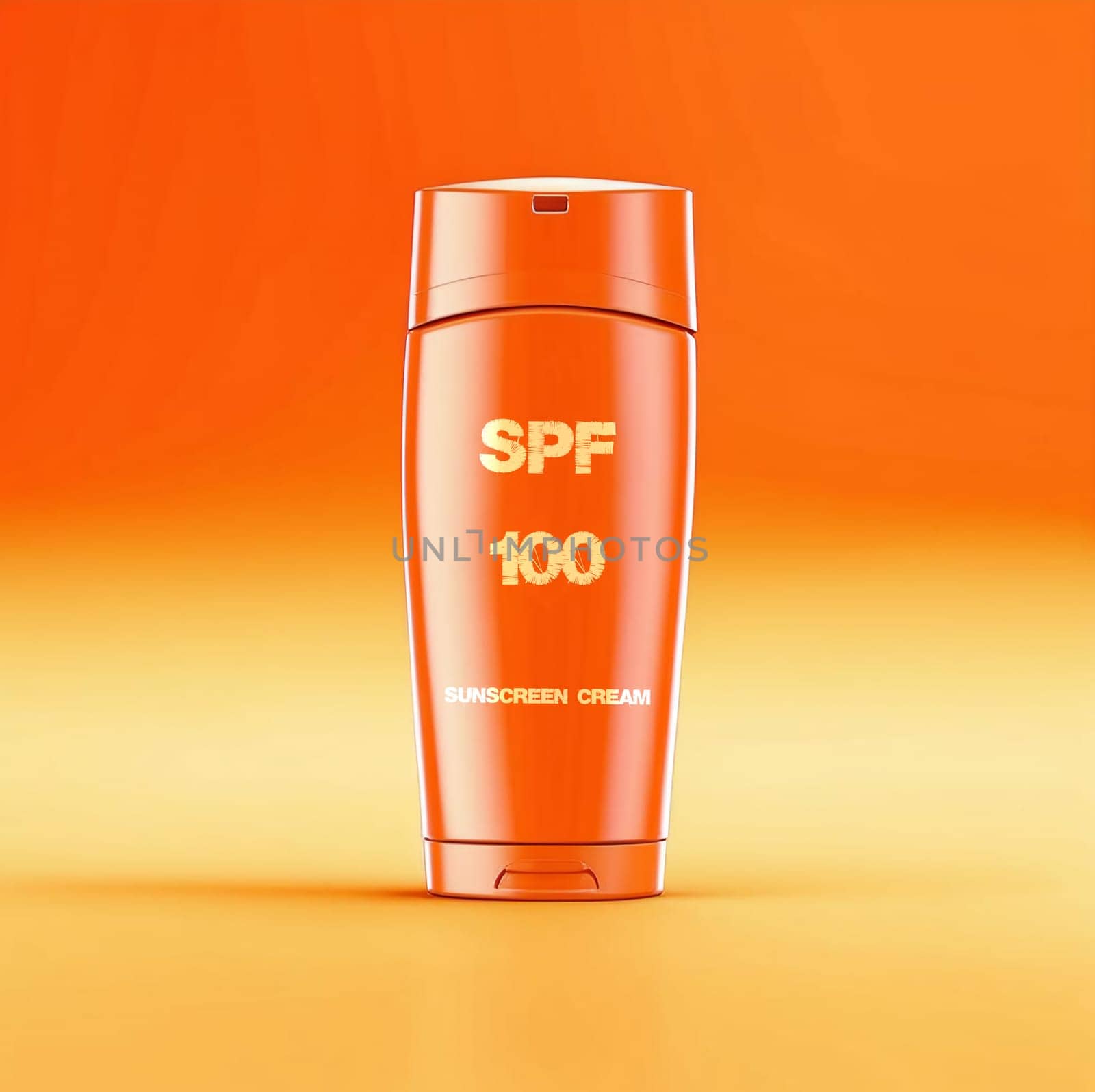 SPF 100 sunscreen in orange bottle by VeronikaAngo