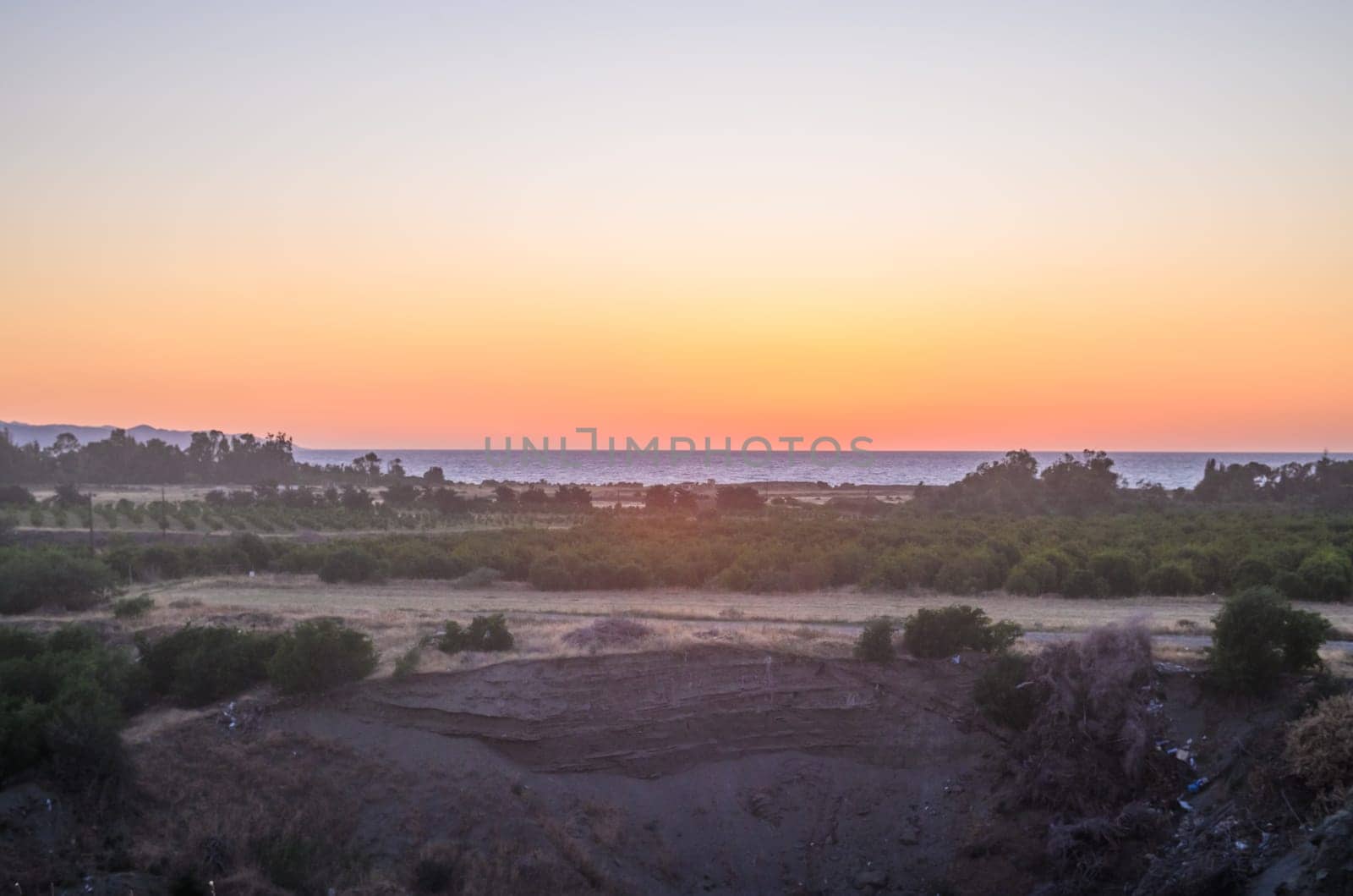 Natural landscape on background of Mediterranean sea during sunset. Coast of Cyprus. 2