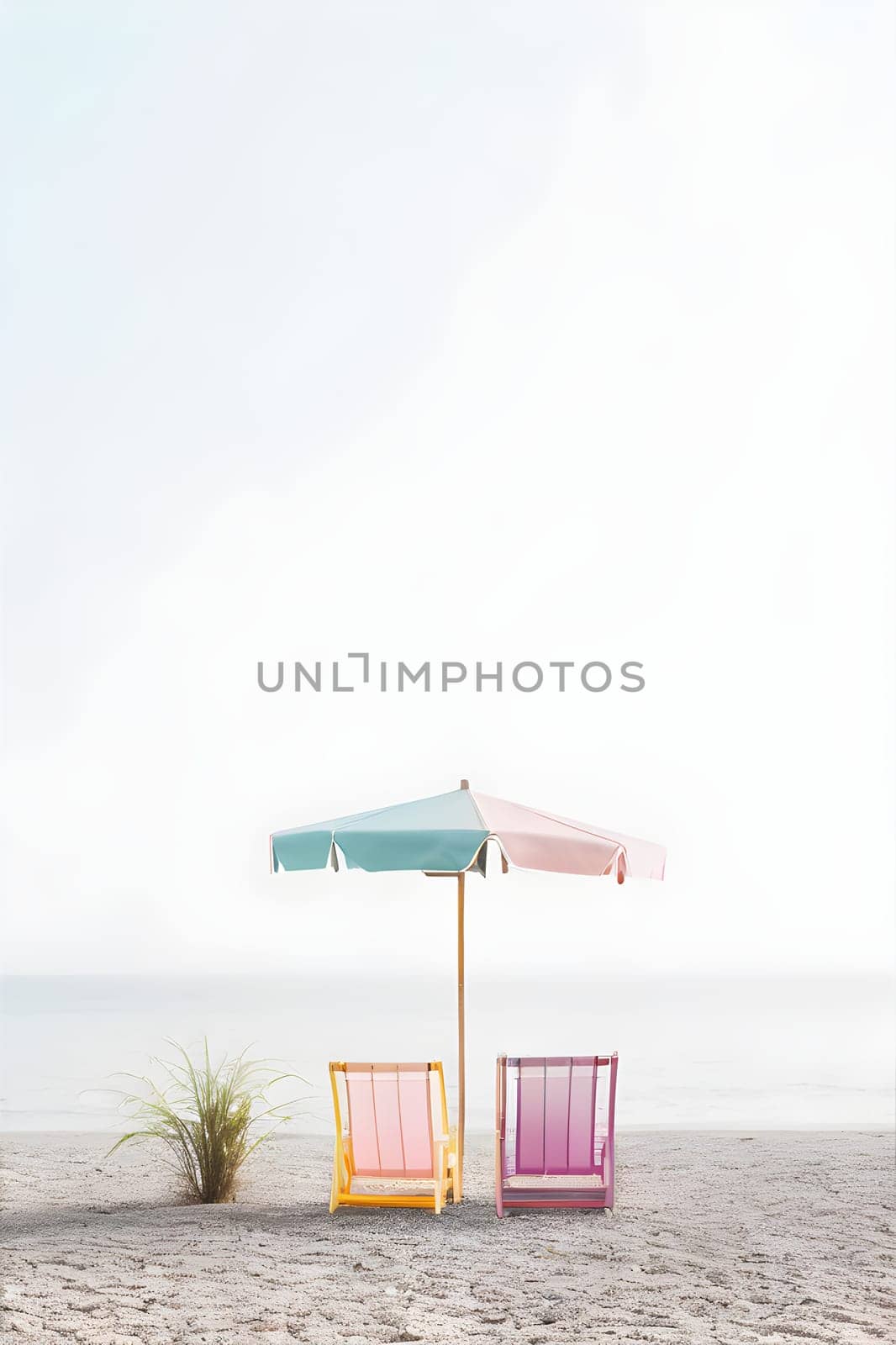 Beachside Relaxation: Wooden Deckchairs by the Sea by Petrichor