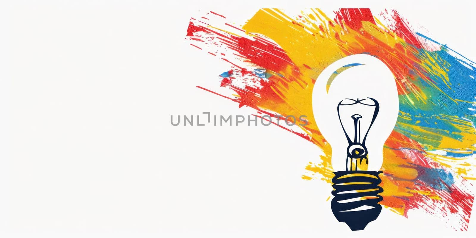 Illuminated exploration a light bulb concept with paint splatters and creativity theme on white background by Vichizh