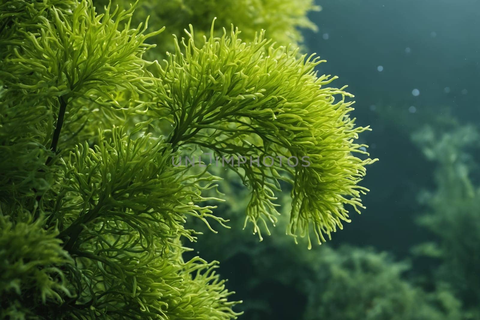 An up-close examination of lush moss under sunlight provides a calming natural scene. The dense, finely detailed leaves and minute water droplets captured on the surface paint an enchanting picture of comforting greenery.