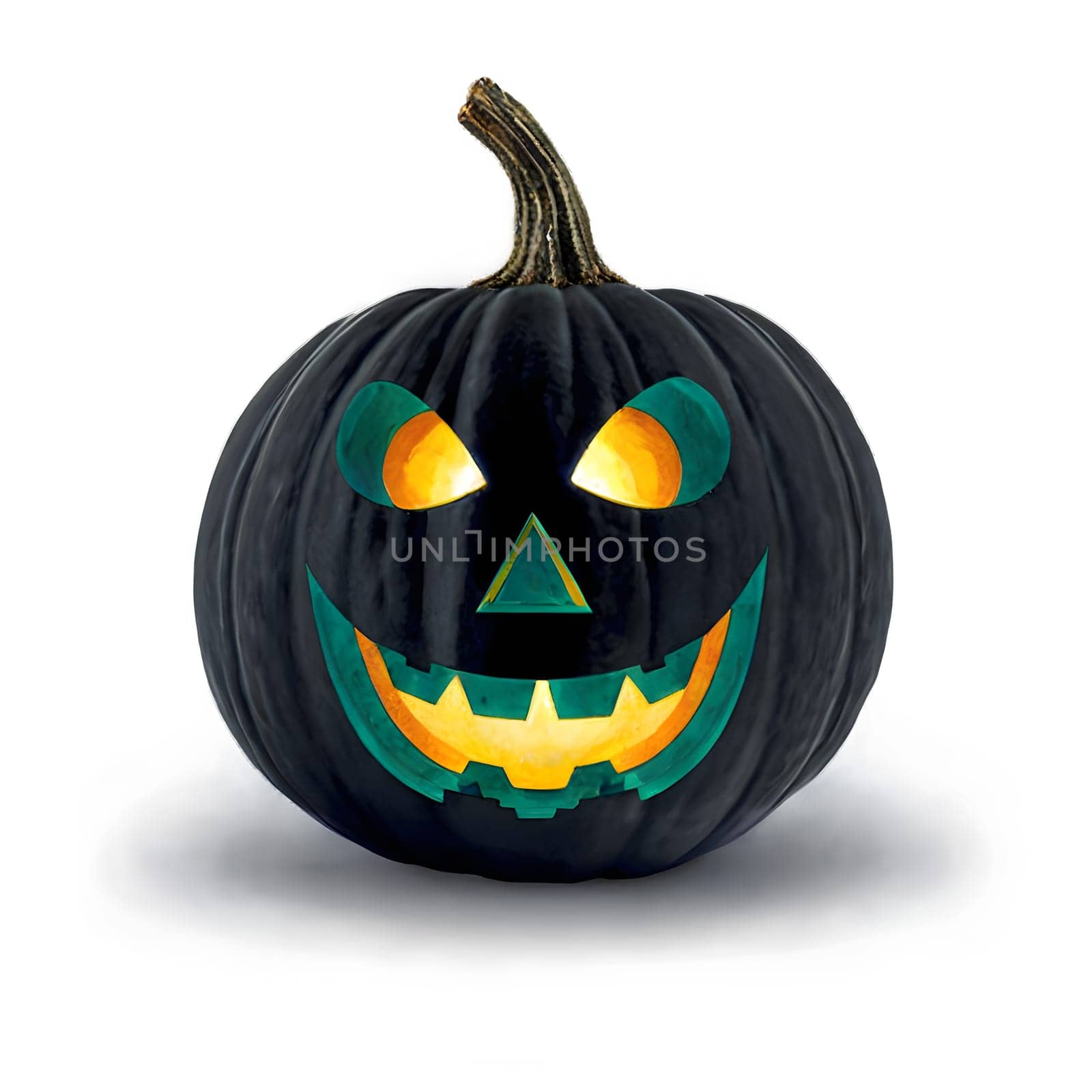 Black halloween pumpkin isolated on transparency background