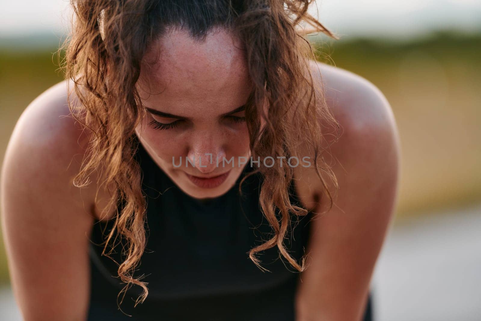 Woman Resting After Intense Run by dotshock