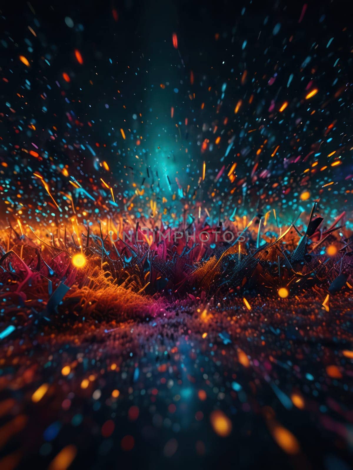 Neon dynamic particles floating in black background.Wallpaper by VeroDibe