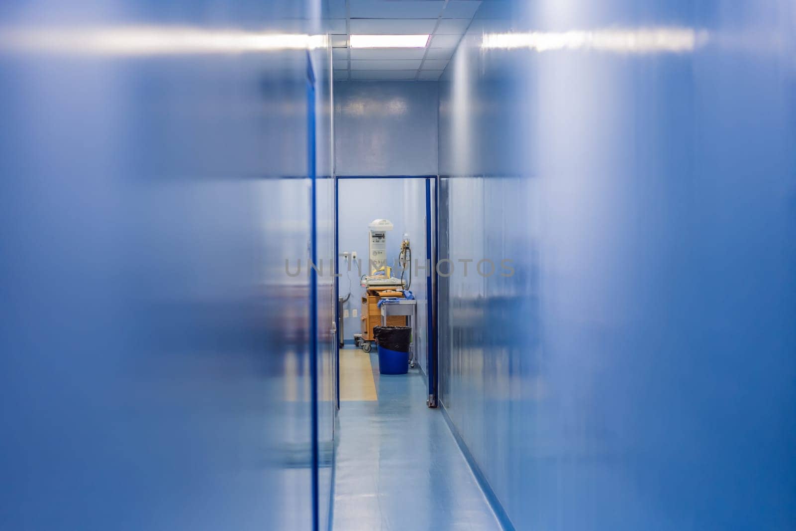 Empty corridor of the hospital ward for the treatment of newborns by galitskaya