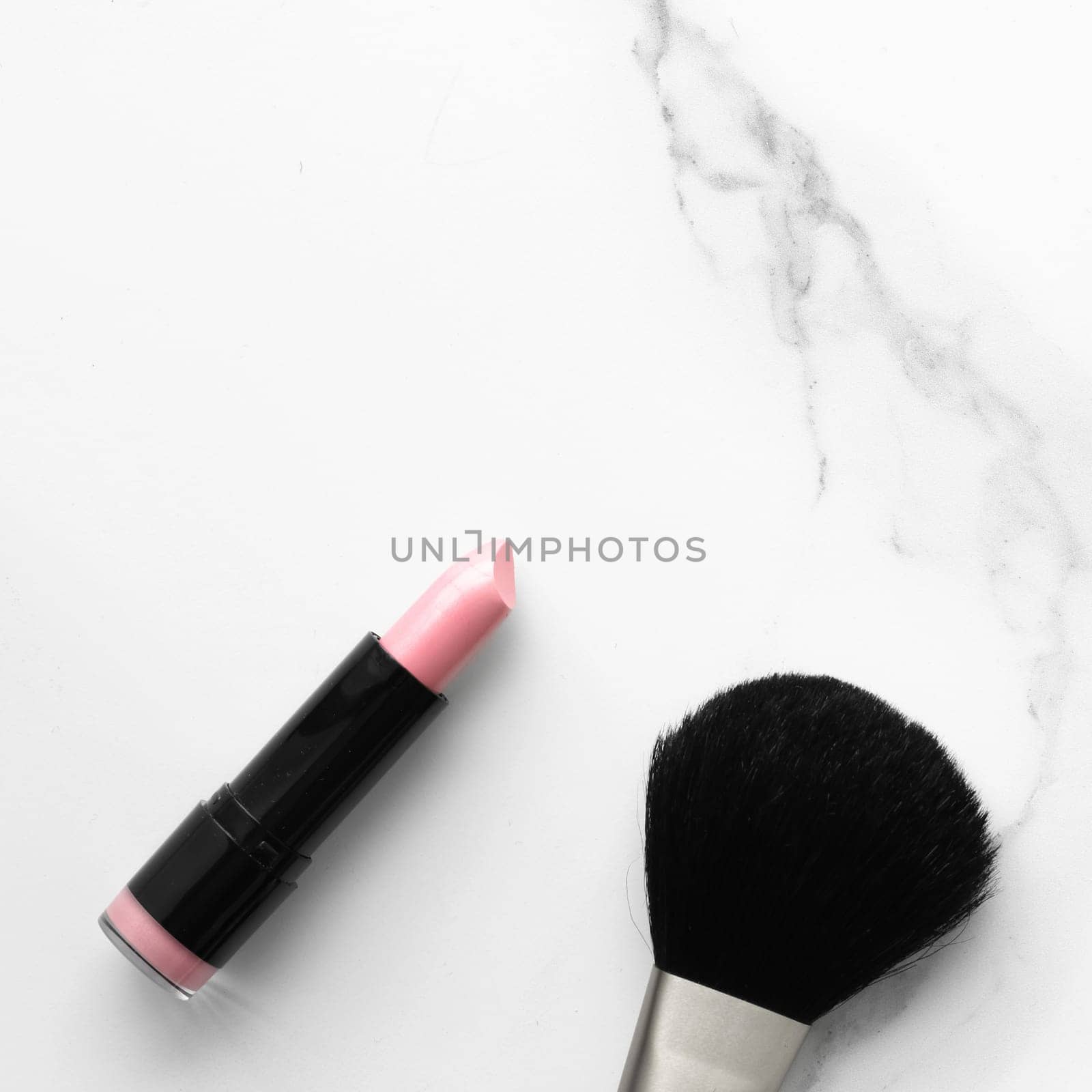 Make-up and cosmetics on marble, flatlay - modern feminine lifestyle, vlog background and styled stock concept. Beauty inspiration in a fashion blog