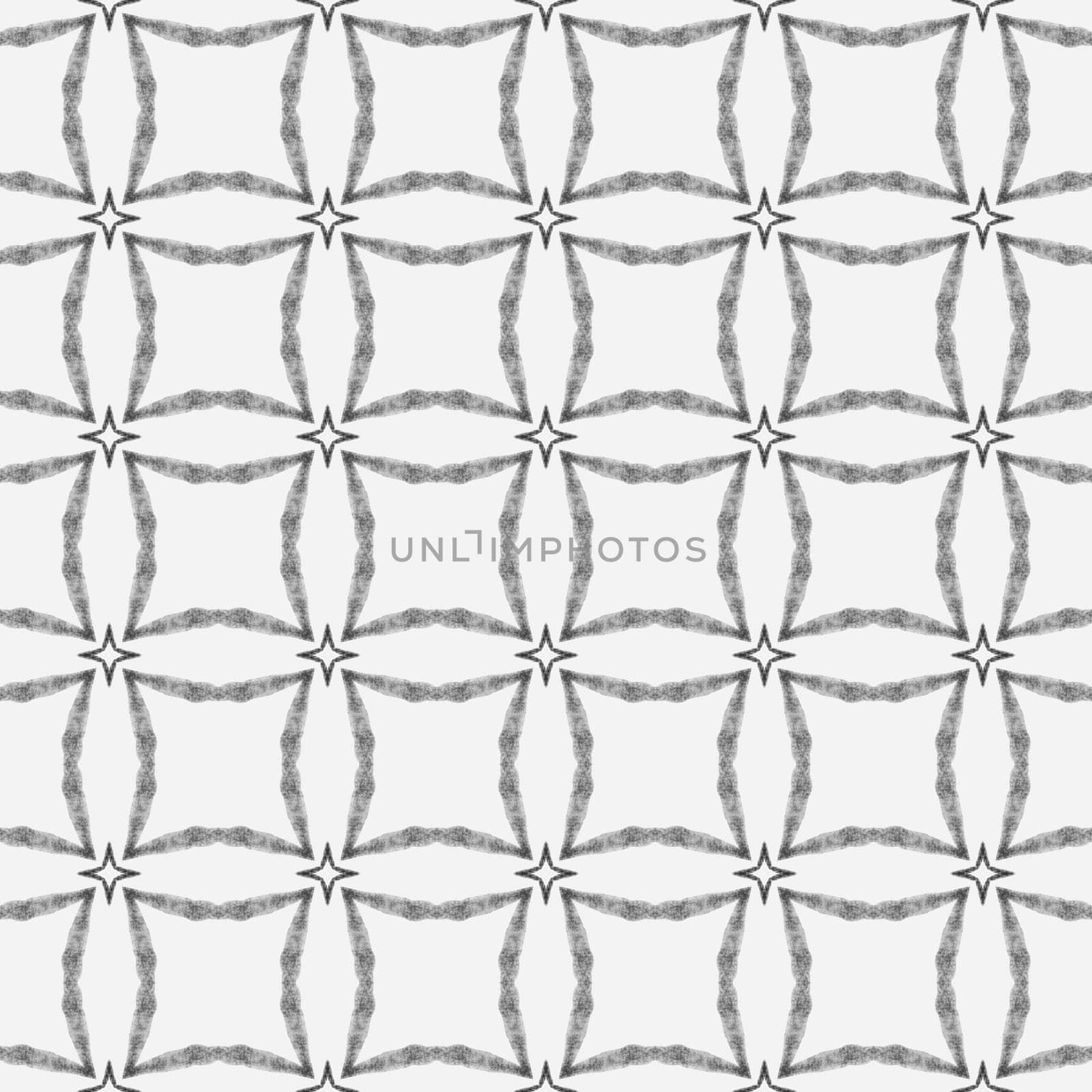 Textile ready fancy print, swimwear fabric, wallpaper, wrapping. Black and white remarkable boho chic summer design. Repeating striped hand drawn border. Striped hand drawn design.