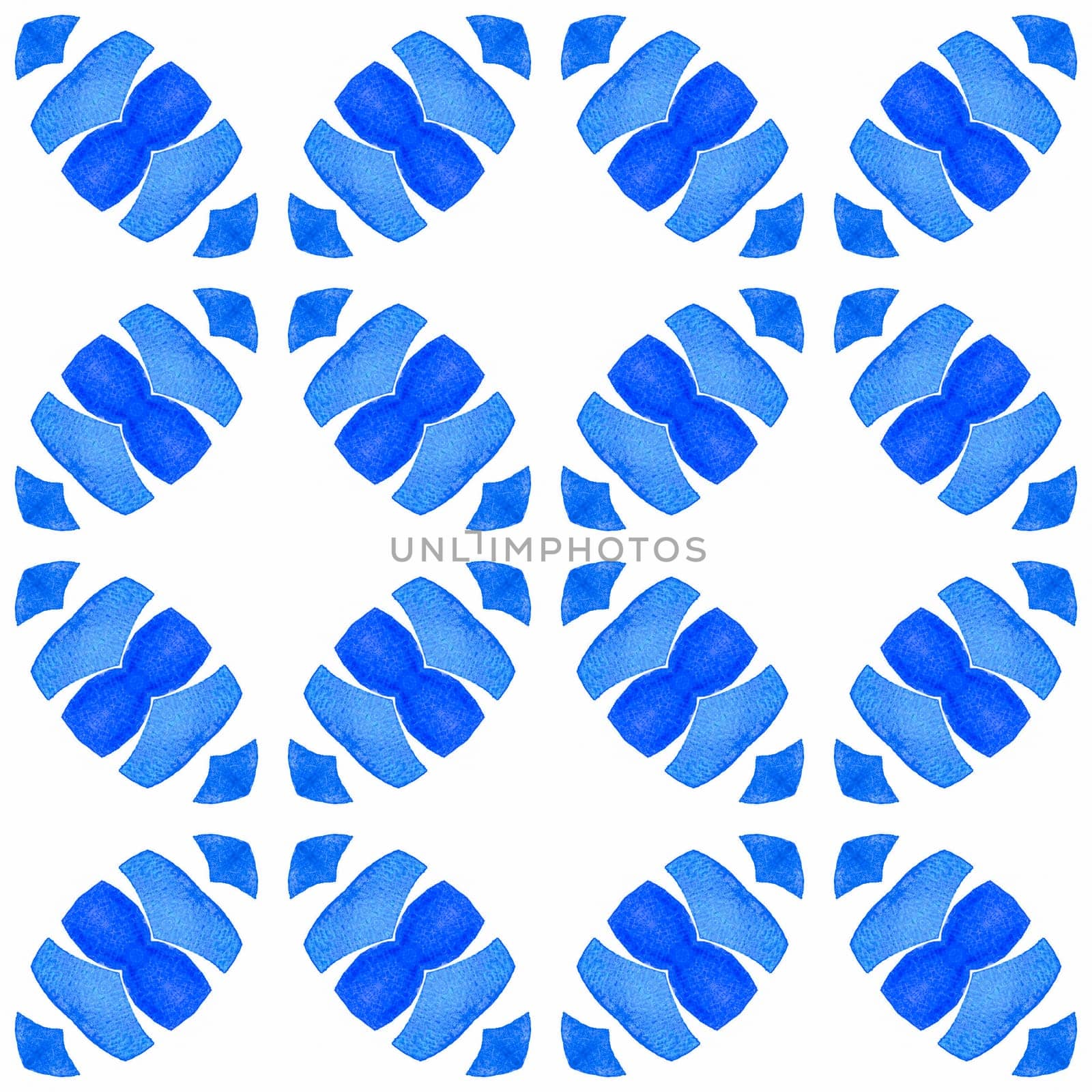 Watercolor medallion seamless border. Blue ideal boho chic summer design. Medallion seamless pattern. Textile ready energetic print, swimwear fabric, wallpaper, wrapping.