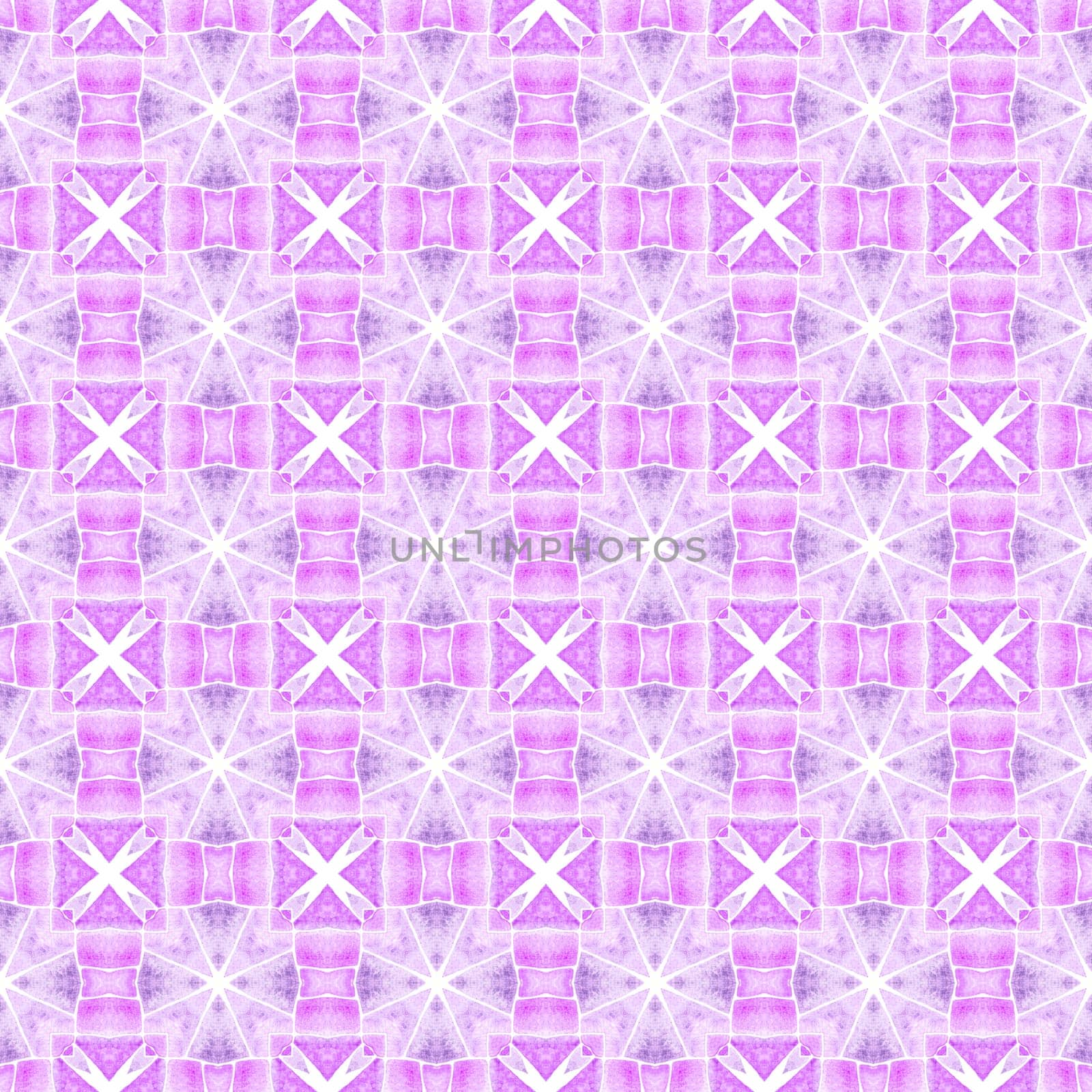 Watercolor medallion seamless border. Purple grand boho chic summer design. Medallion seamless pattern. Textile ready delightful print, swimwear fabric, wallpaper, wrapping.