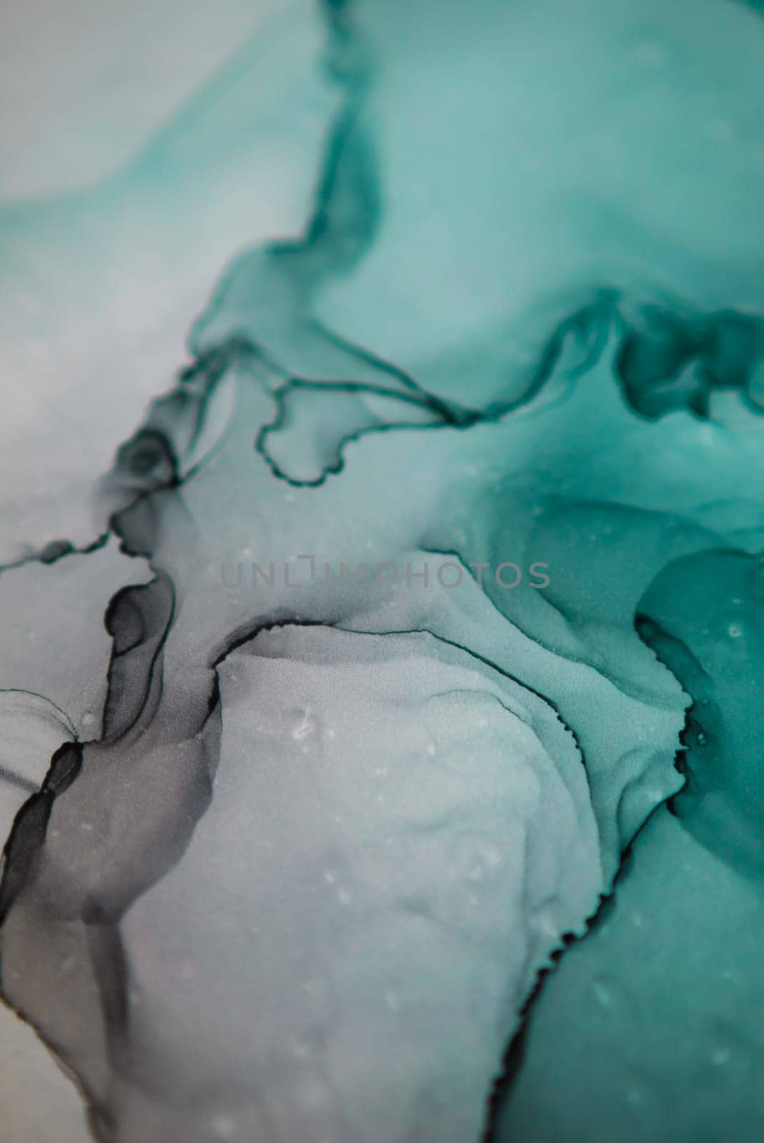 Ink, paint, abstract. Closeup of the painting. Colorful abstract painting background. High quality details. Sky blue, green, ultramarine.