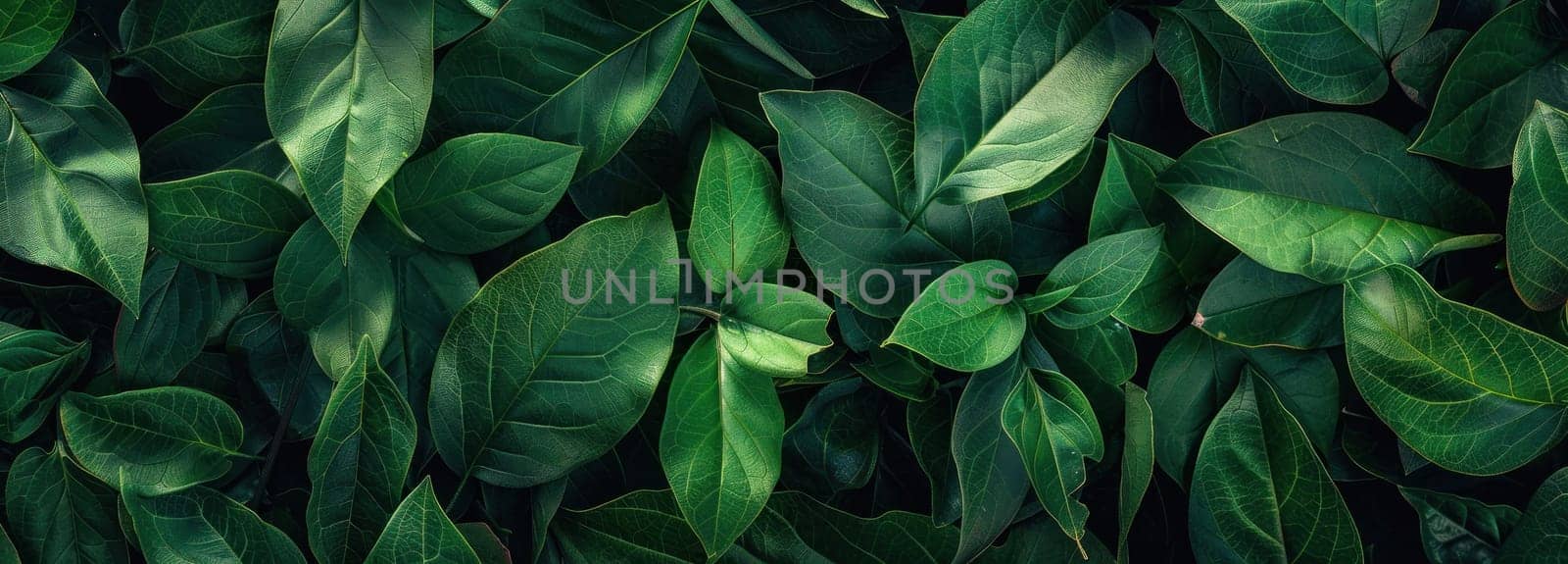 Green leaves in sunlight on black background close up view of nature and beauty with vibrant colors and contrast by Vichizh