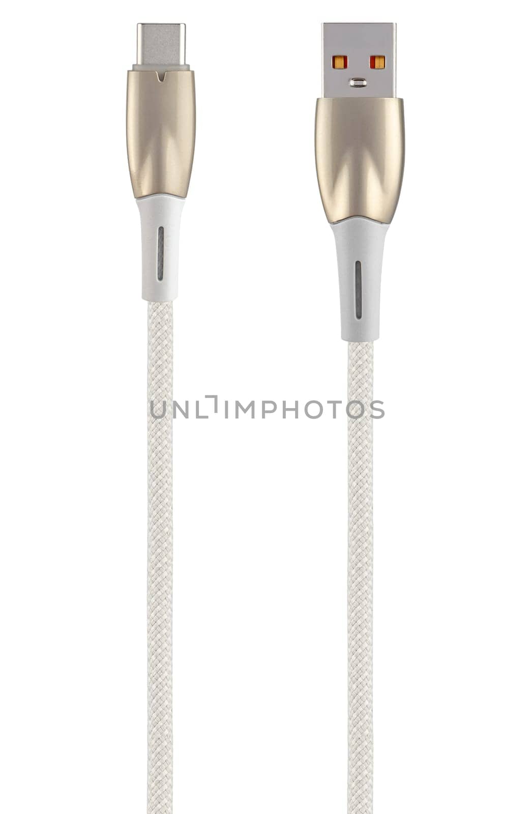 USB and Type-C cable on white background in insulation