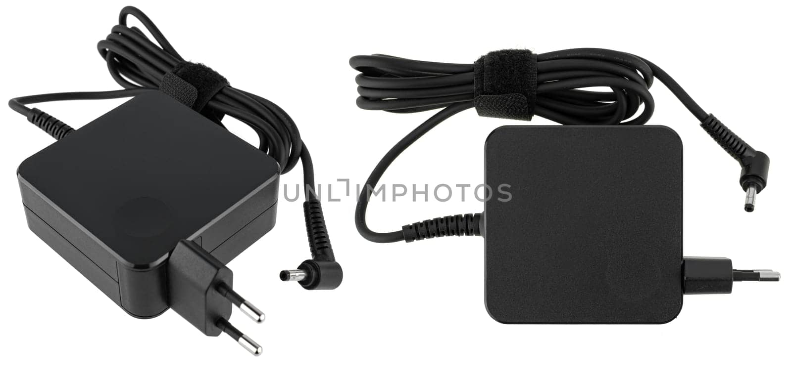 Power adapter for notebook computers on white background in insulation