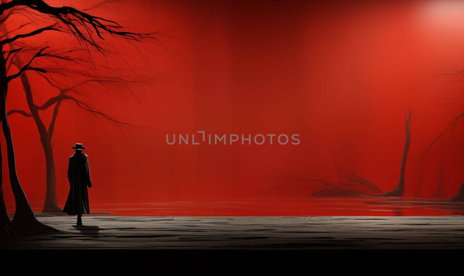 Man Standing in Front of Red Background by Fischeron