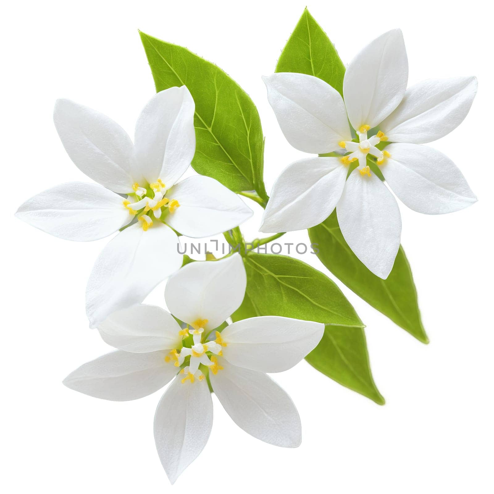 White jasmine small star shaped flowers in clusters delicate and fragrant Jasminum polyanthum by Matiunina