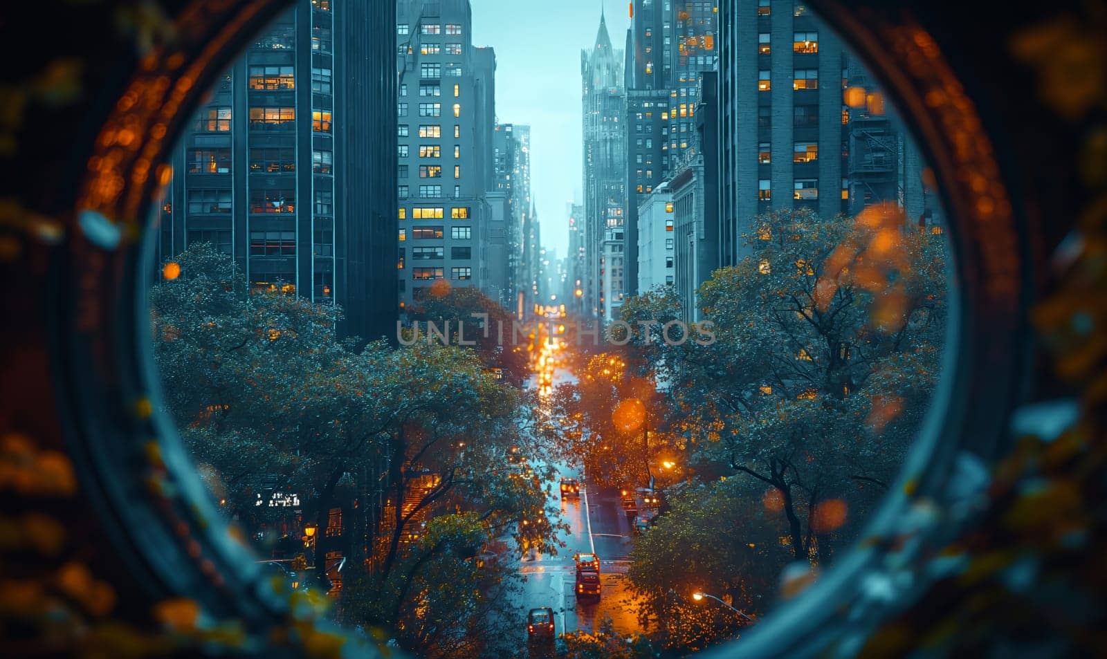 City View Through Magnifying Glass by Fischeron